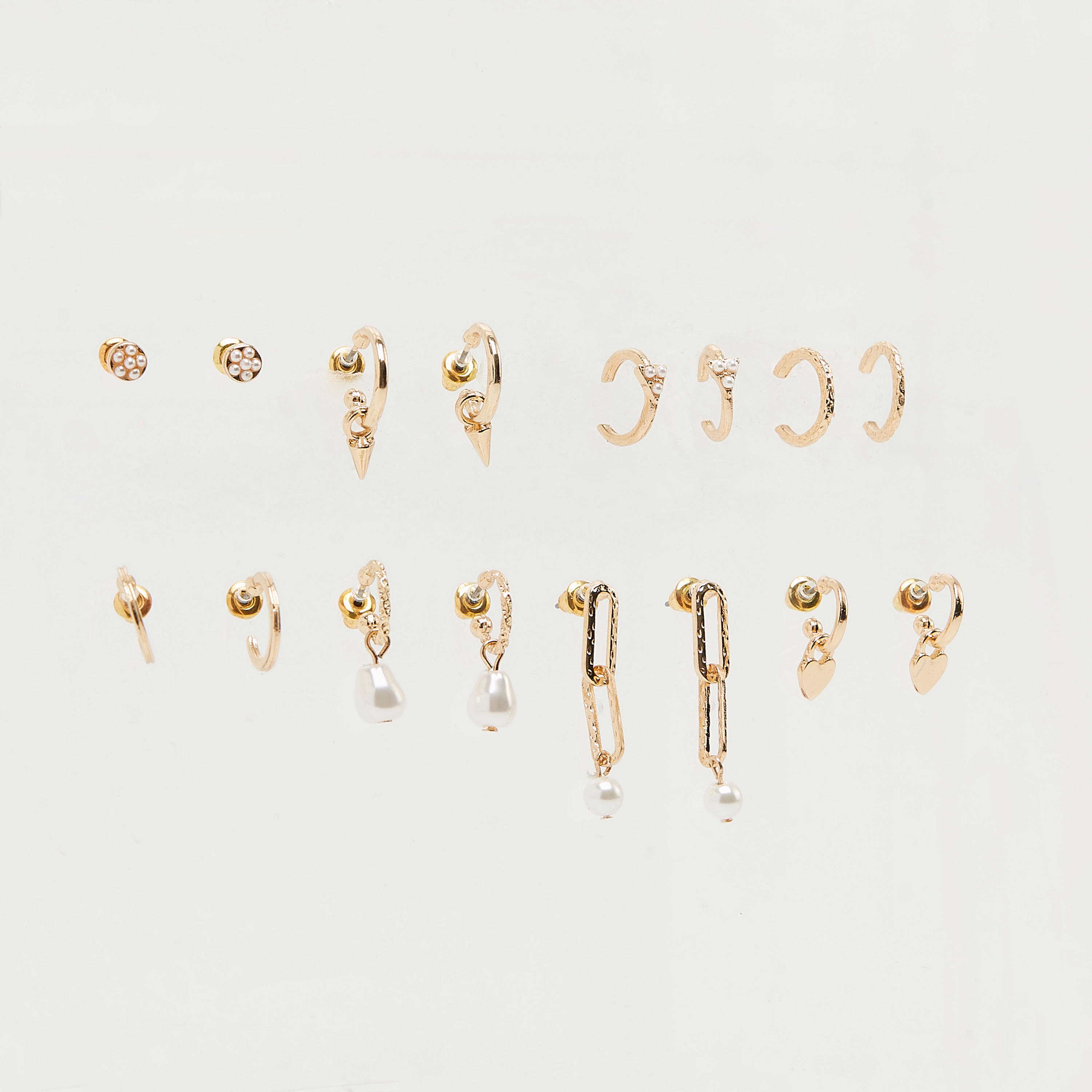 حلقان بمكبس إغلاق خلفي - طقم من 8 أزواج متنوّعة-women-watchesandjewellery-jewellery-earrings-image-5
