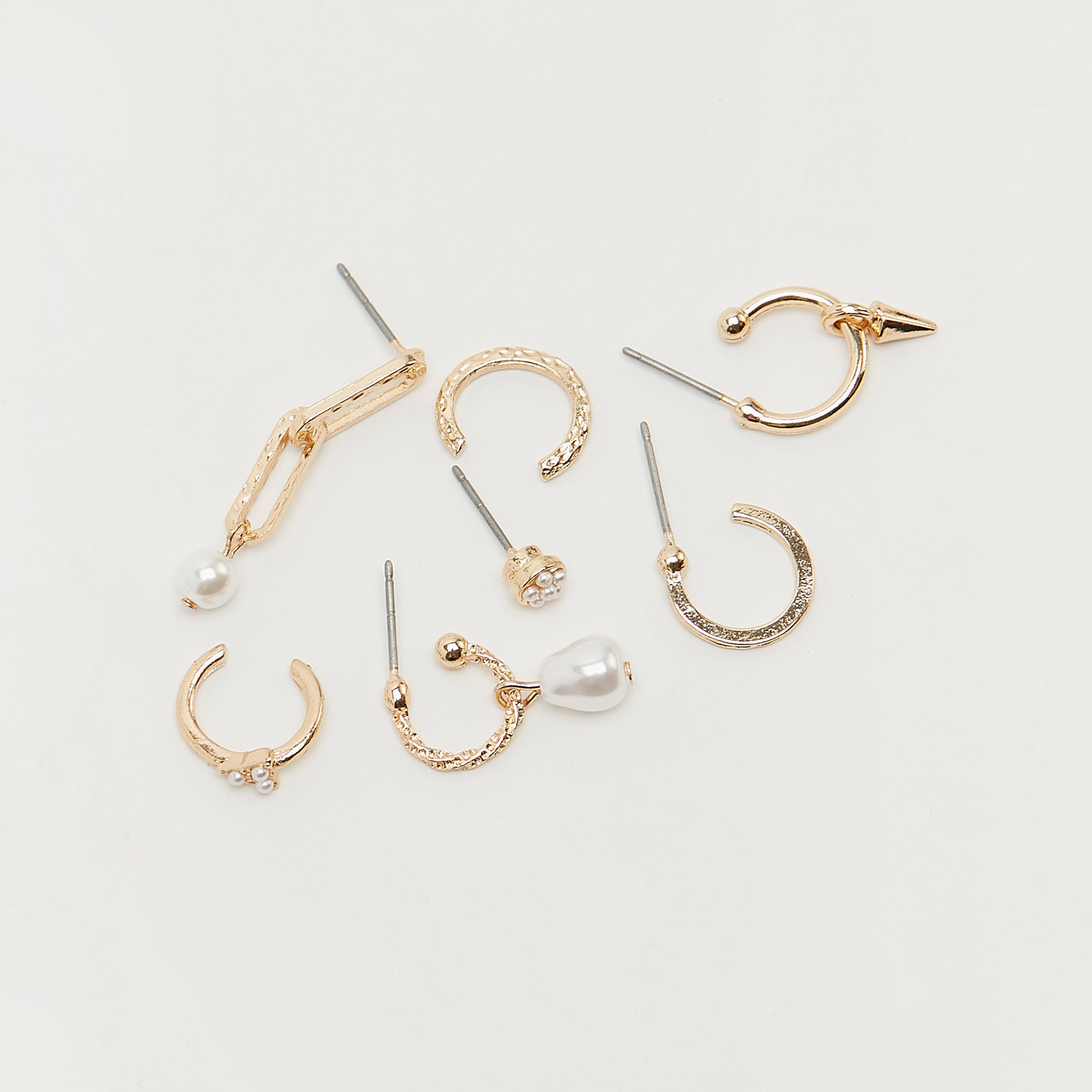 حلقان بمكبس إغلاق خلفي - طقم من 8 أزواج متنوّعة-women-watchesandjewellery-jewellery-earrings-image-2