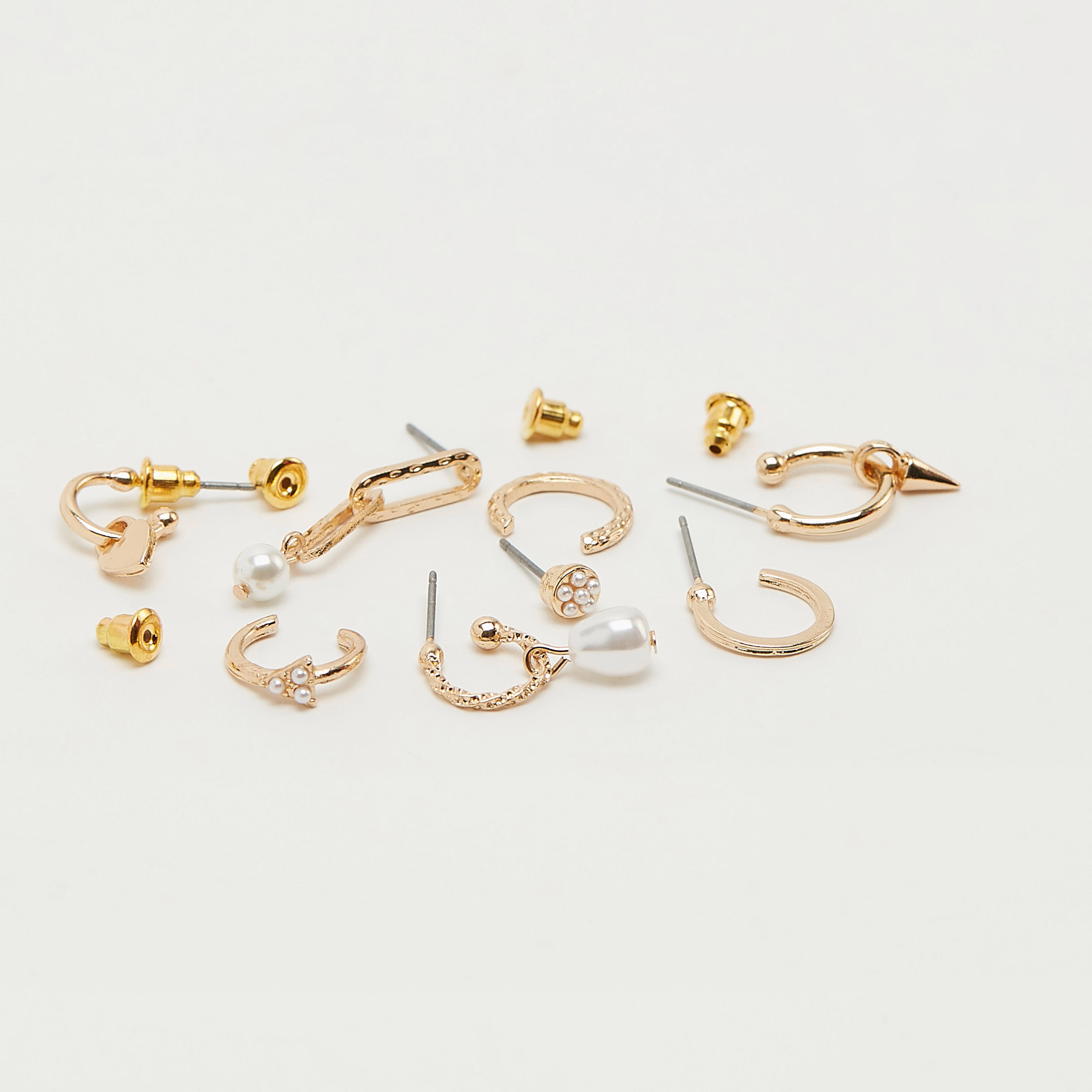 حلقان بمكبس إغلاق خلفي - طقم من 8 أزواج متنوّعة-women-watchesandjewellery-jewellery-earrings-image-1