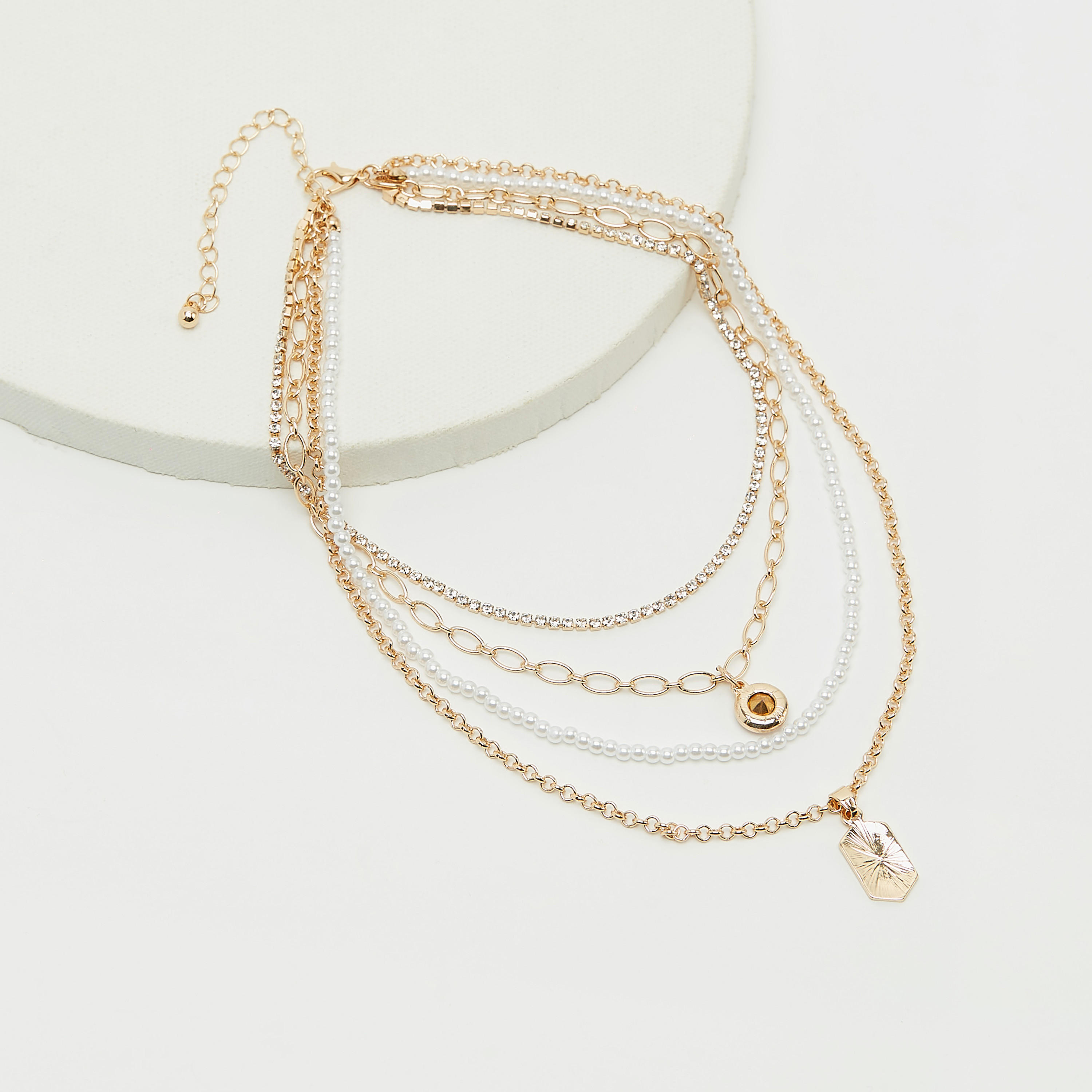 قلادة سلسلة متعدّدة الطبقات مزيّنة بمشبك إغلاق-women-watchesandjewellery-jewellery-necklacesandpendants-image-4