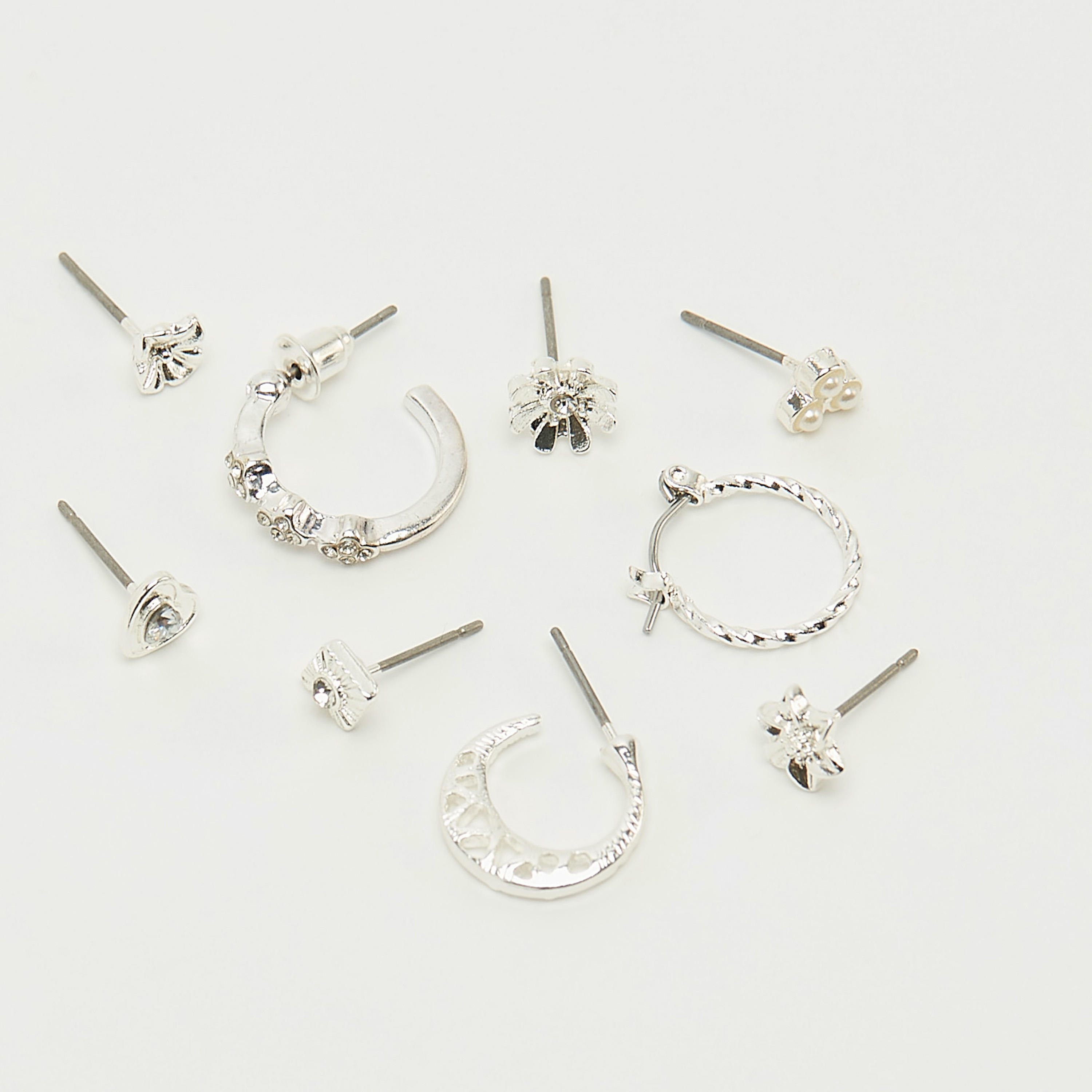 حلقان مرصّعة بمكبس إغلاق - طقم من 12 قطعة متنوّعة-women-watchesandjewellery-jewellery-earrings-image-4