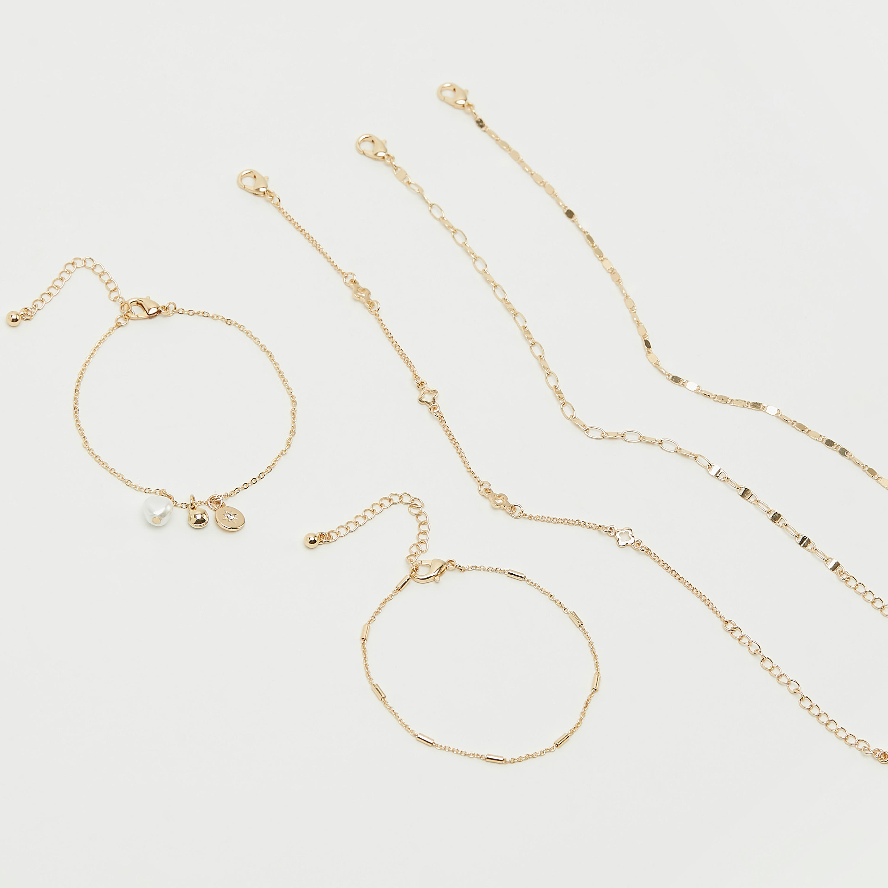 سوار سلسلة بمشبك إغلاق - طقم من 5 قطع-women-watchesandjewellery-jewellery-banglesandbracelets-image-3