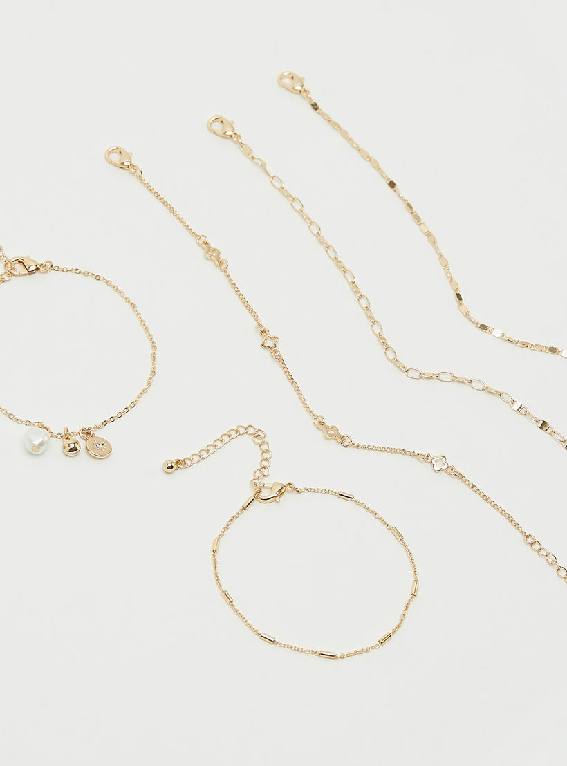 سوار سلسلة بمشبك إغلاق - طقم من 5 قطع-women-watchesandjewellery-jewellery-banglesandbracelets-image-3
