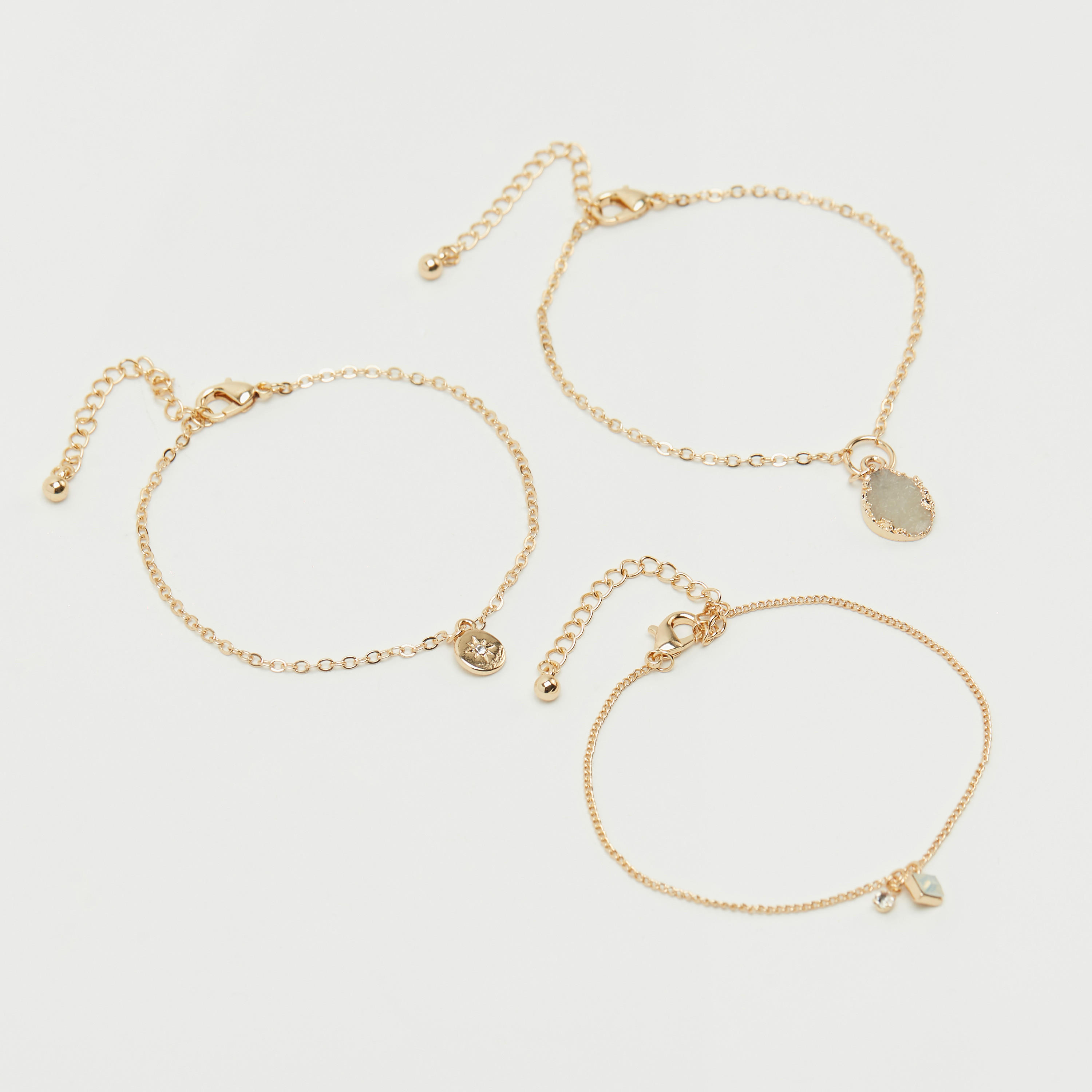 Set of 3 - Chain Link Bracelet with Charms-women-watchesandjewellery-jewellery-banglesandbracelets-image-1