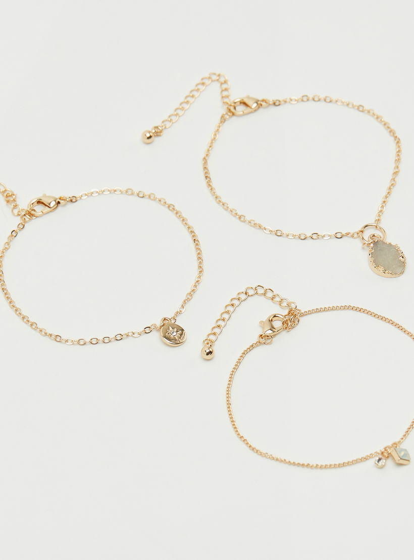 Set of 3 - Chain Link Bracelet with Charms-women-watchesandjewellery-jewellery-banglesandbracelets-image-1