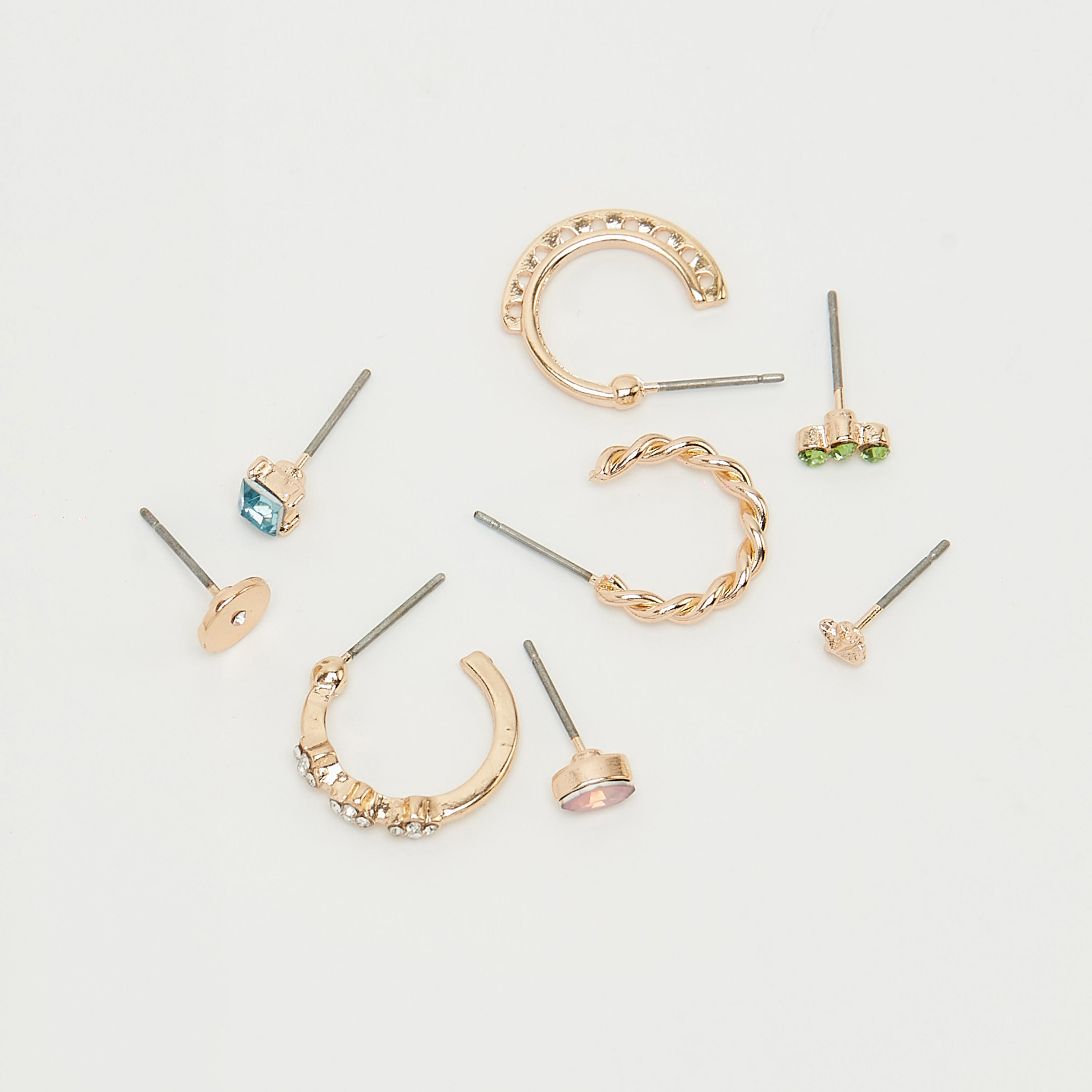 حلق مرصّع بتزيينات ومكبس إغلاق خلفي - طقم من 12 زوجا-women-watchesandjewellery-jewellery-earrings-image-4