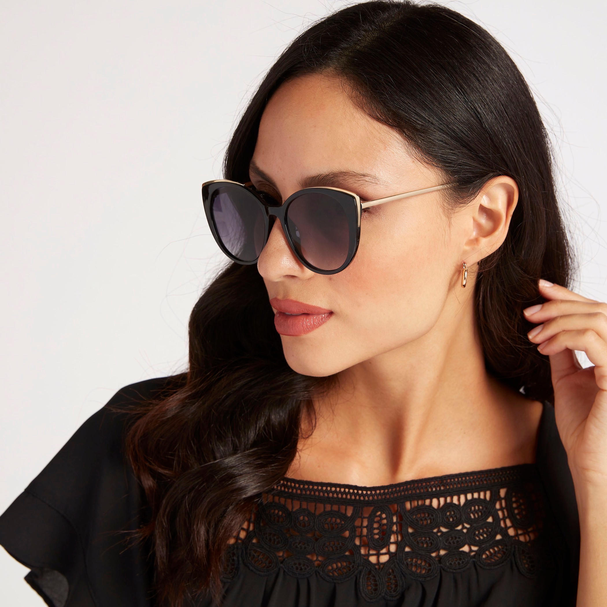 نظّارة شمسيّة عين القطة بإطار كامل وتقليم ميتاليك-women-sunglasses-image-2