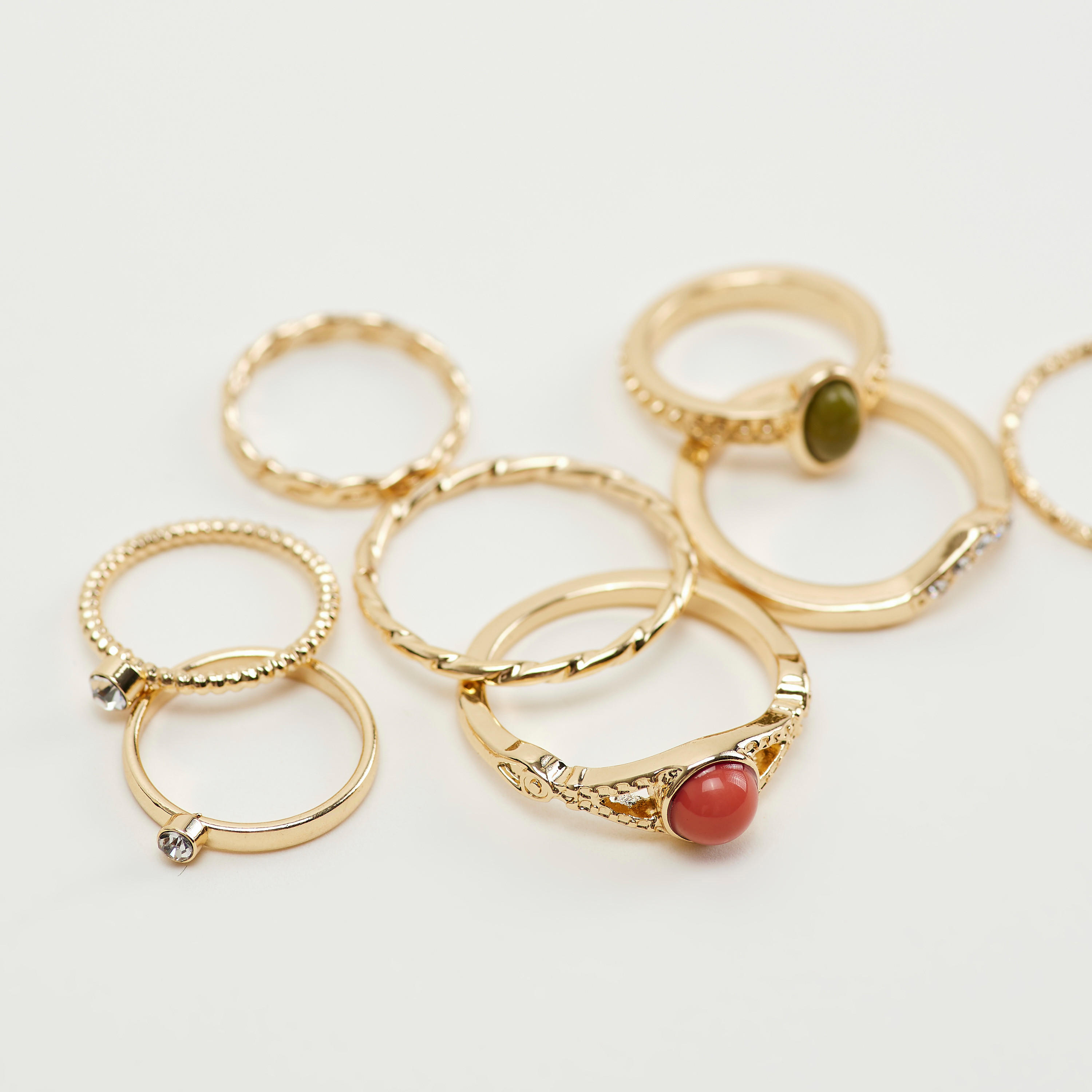 طقم خواتم مزيّنة - 8 قطع-women-watchesandjewellery-jewellery-rings-image-4