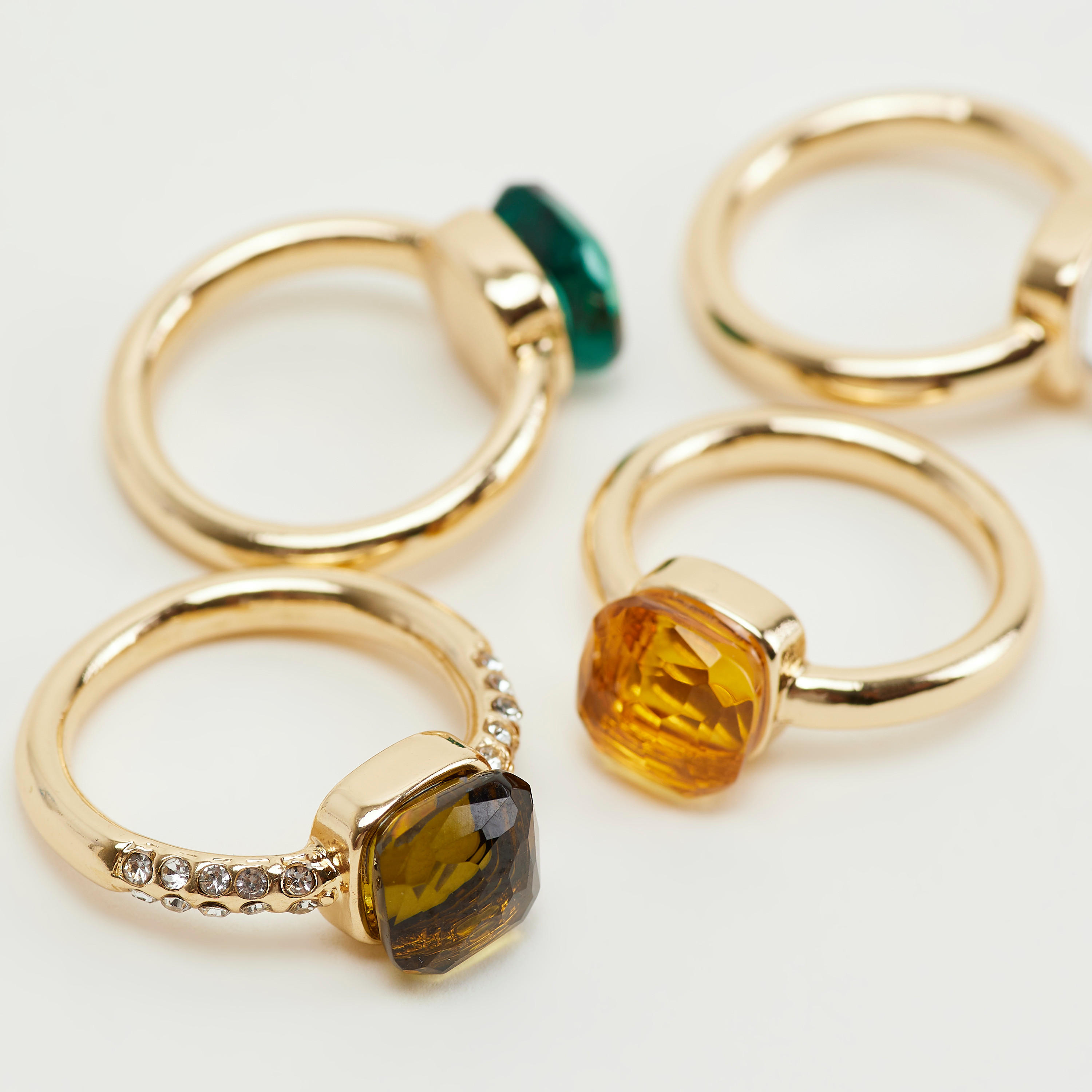 طقم خواتم مزيّنة - 4 قطع-women-watchesandjewellery-jewellery-rings-image-5