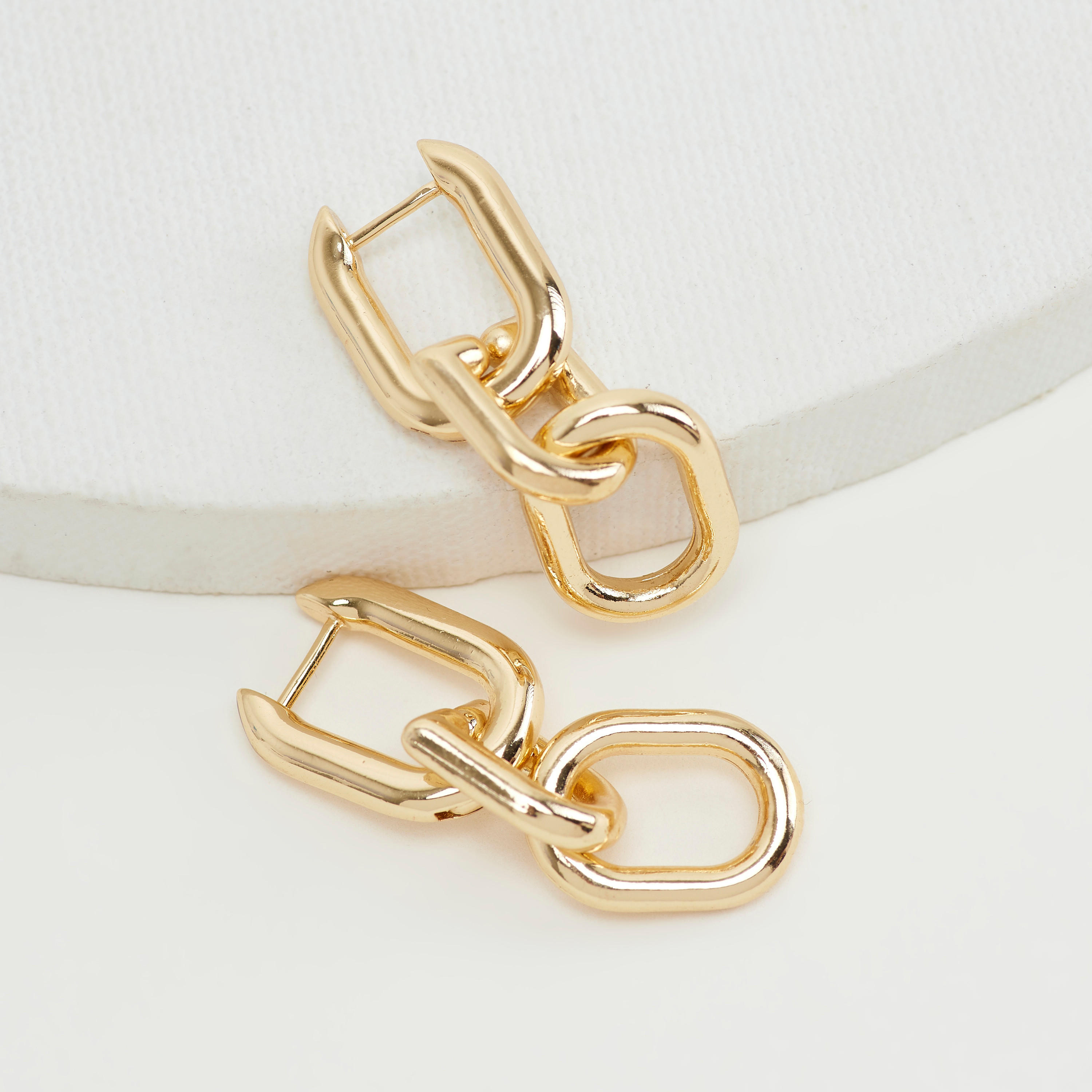 Chain Link Dangling Earrings with Pushback Closure-women-watchesandjewellery-jewellery-earrings-image-1