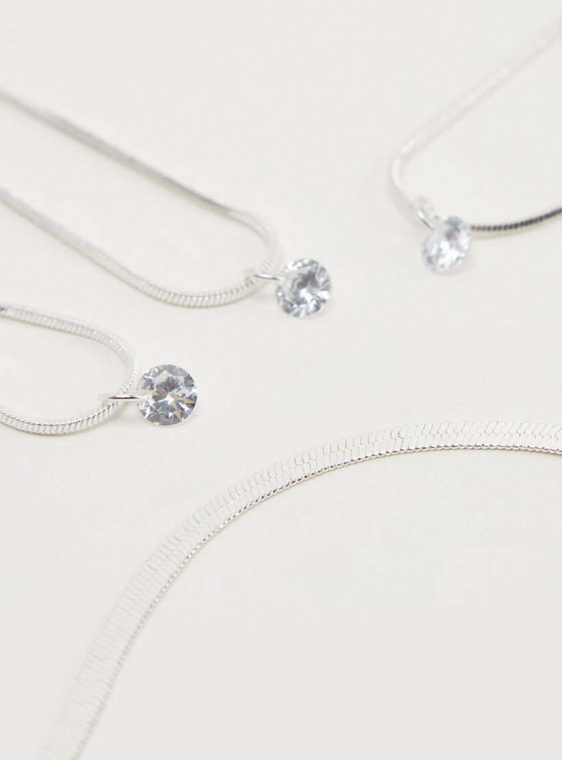 قلادة ميتاليك بدلّاية ومشبك إغلاق - طقم من 4 قطع-women-watchesandjewellery-jewellery-necklacesandpendants-image-3