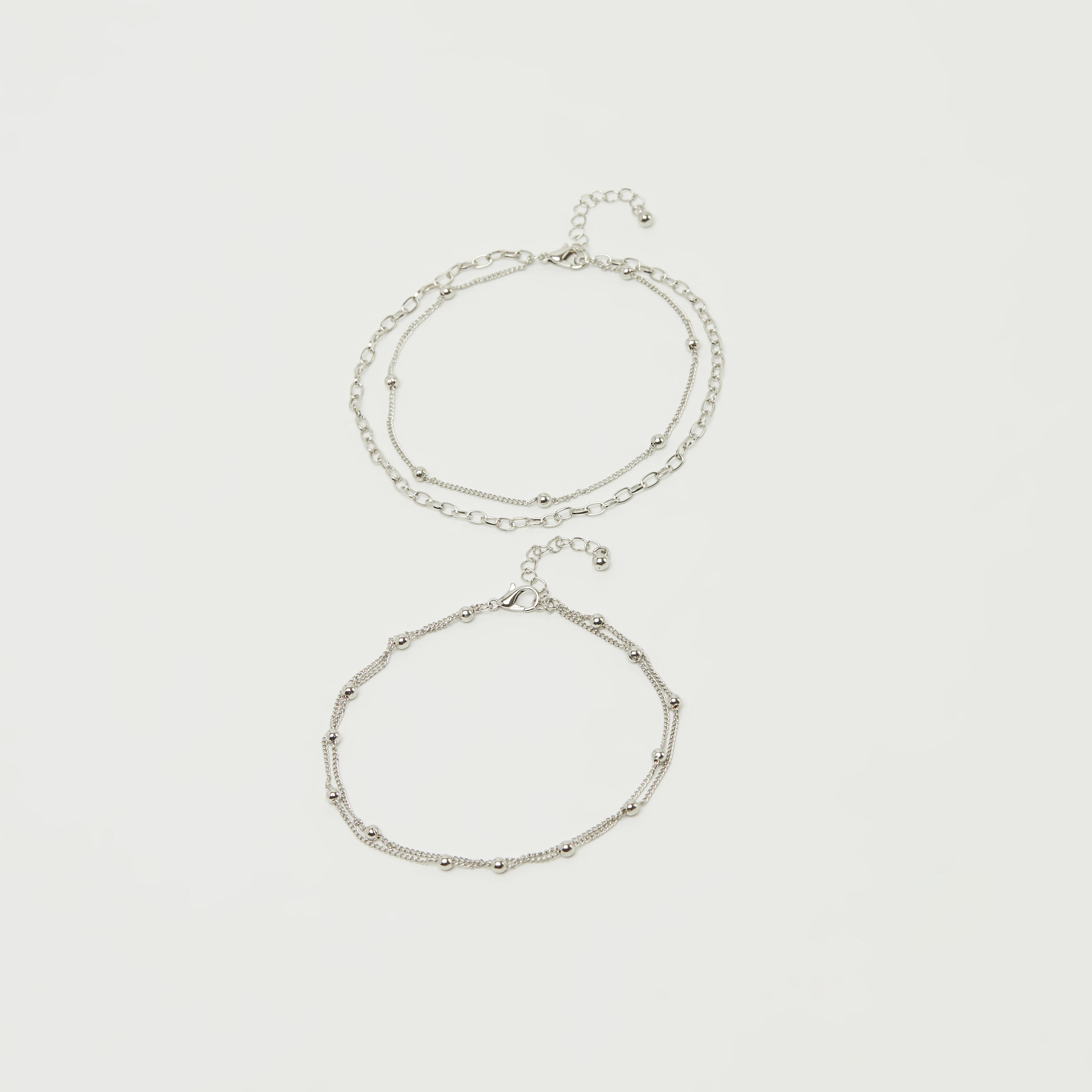خلخال ميتاليك بمشبك إغلاق - طقم من قطعتين-women-watchesandjewellery-jewellery-anklets-image-1