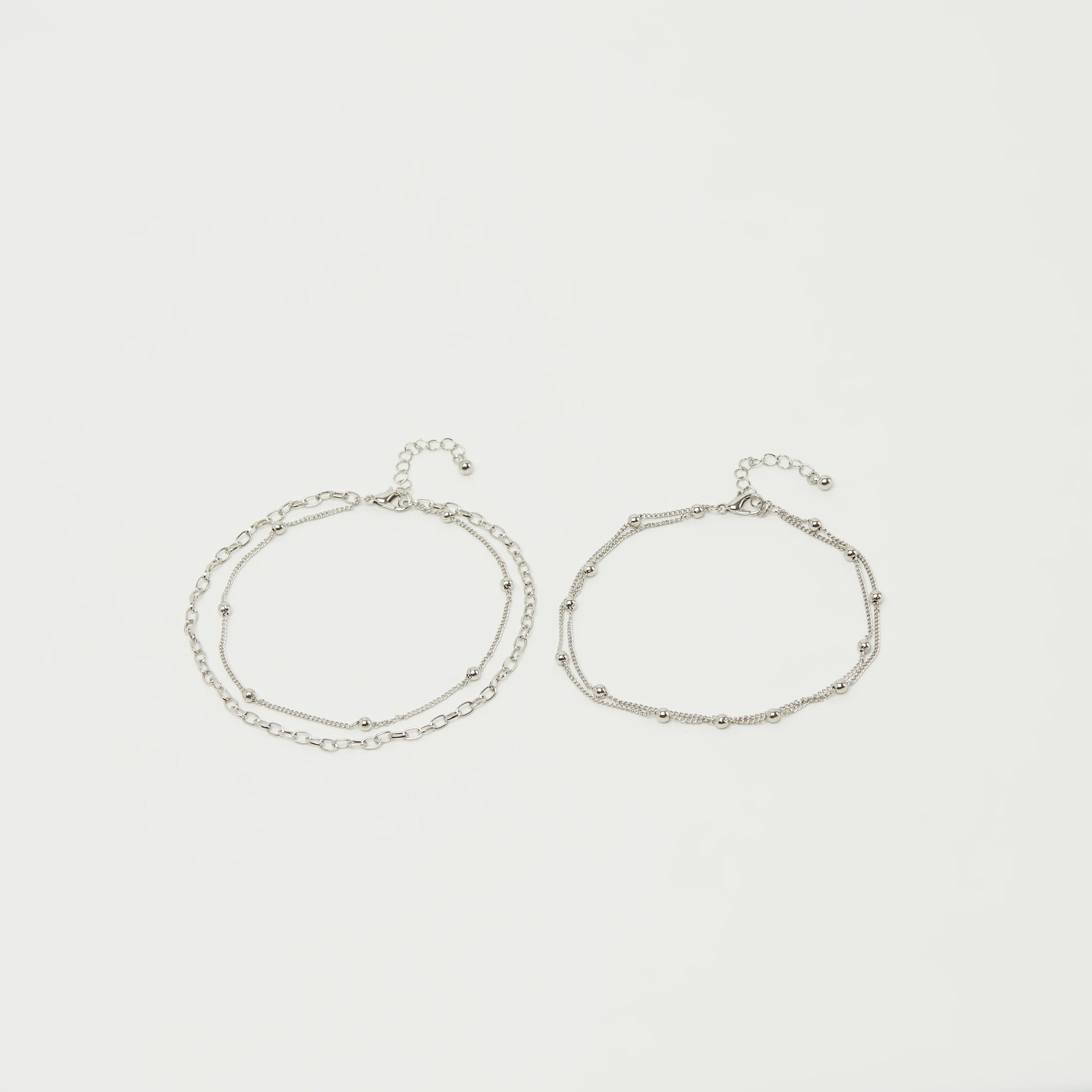 خلخال ميتاليك بمشبك إغلاق - طقم من قطعتين-women-watchesandjewellery-jewellery-anklets-image-3