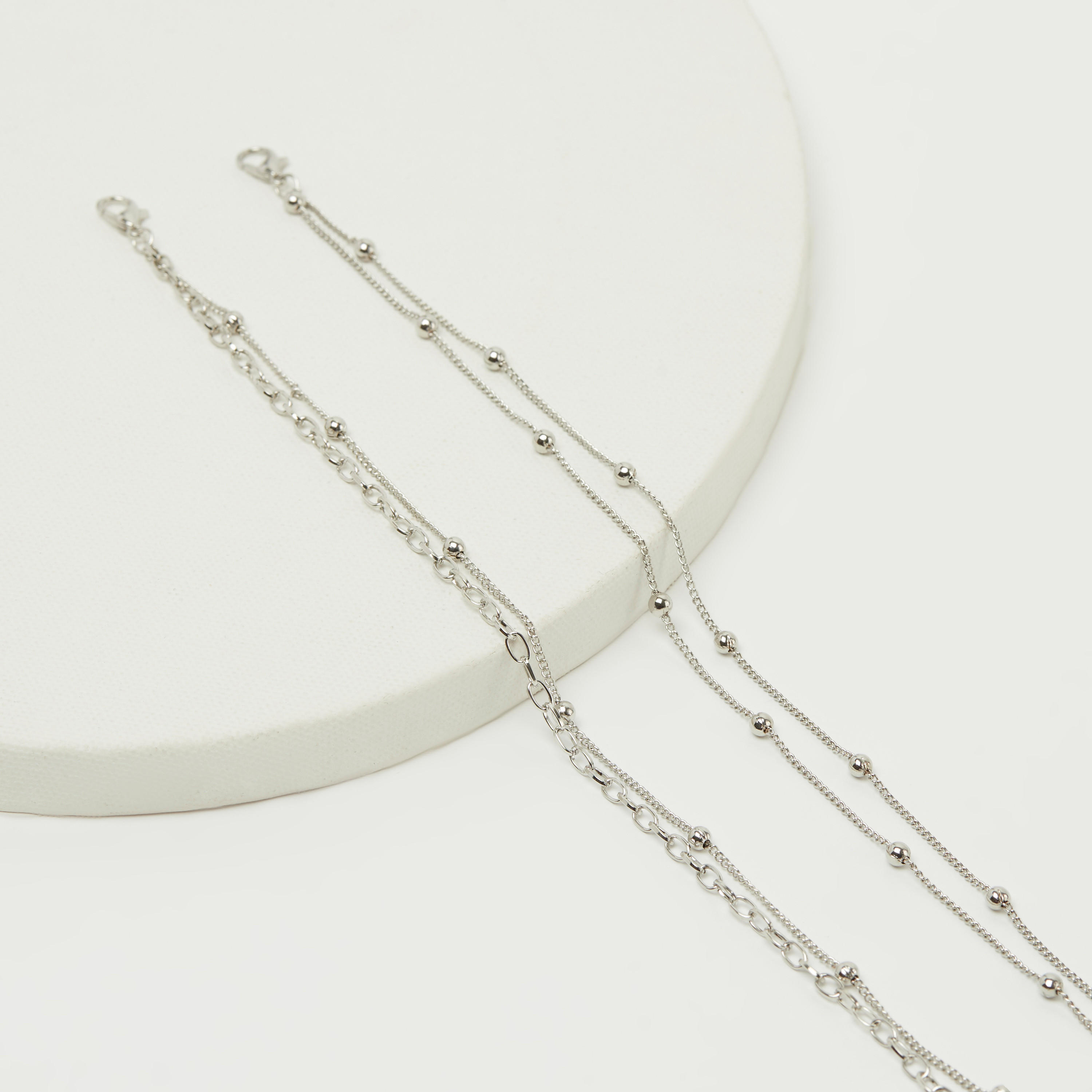 خلخال ميتاليك بمشبك إغلاق - طقم من قطعتين-women-watchesandjewellery-jewellery-anklets-image-4