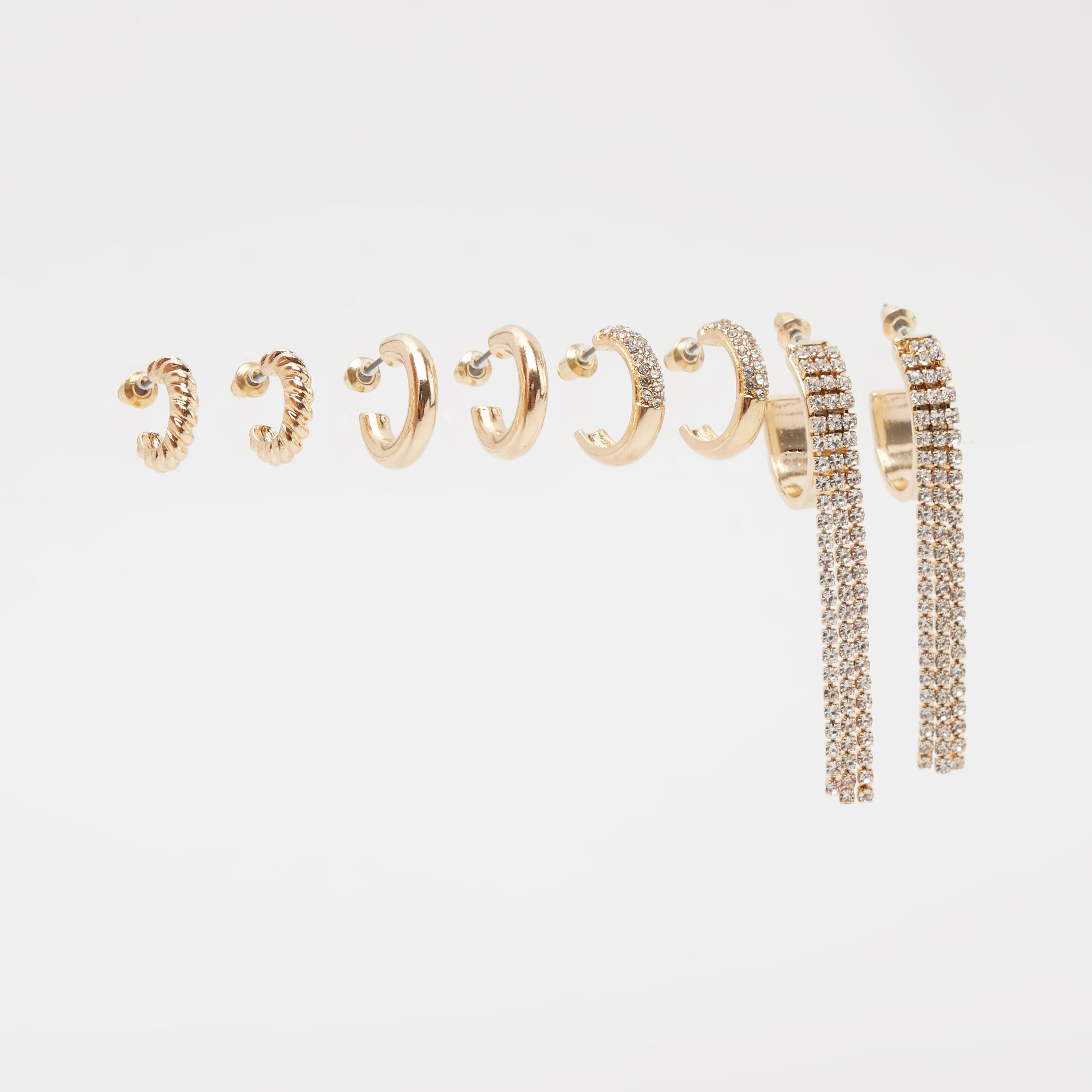 حلقان متنوّعة بمكبس إغلاق خلفي - طقم من 4 أزواج-women-watchesandjewellery-jewellery-earrings-image-1