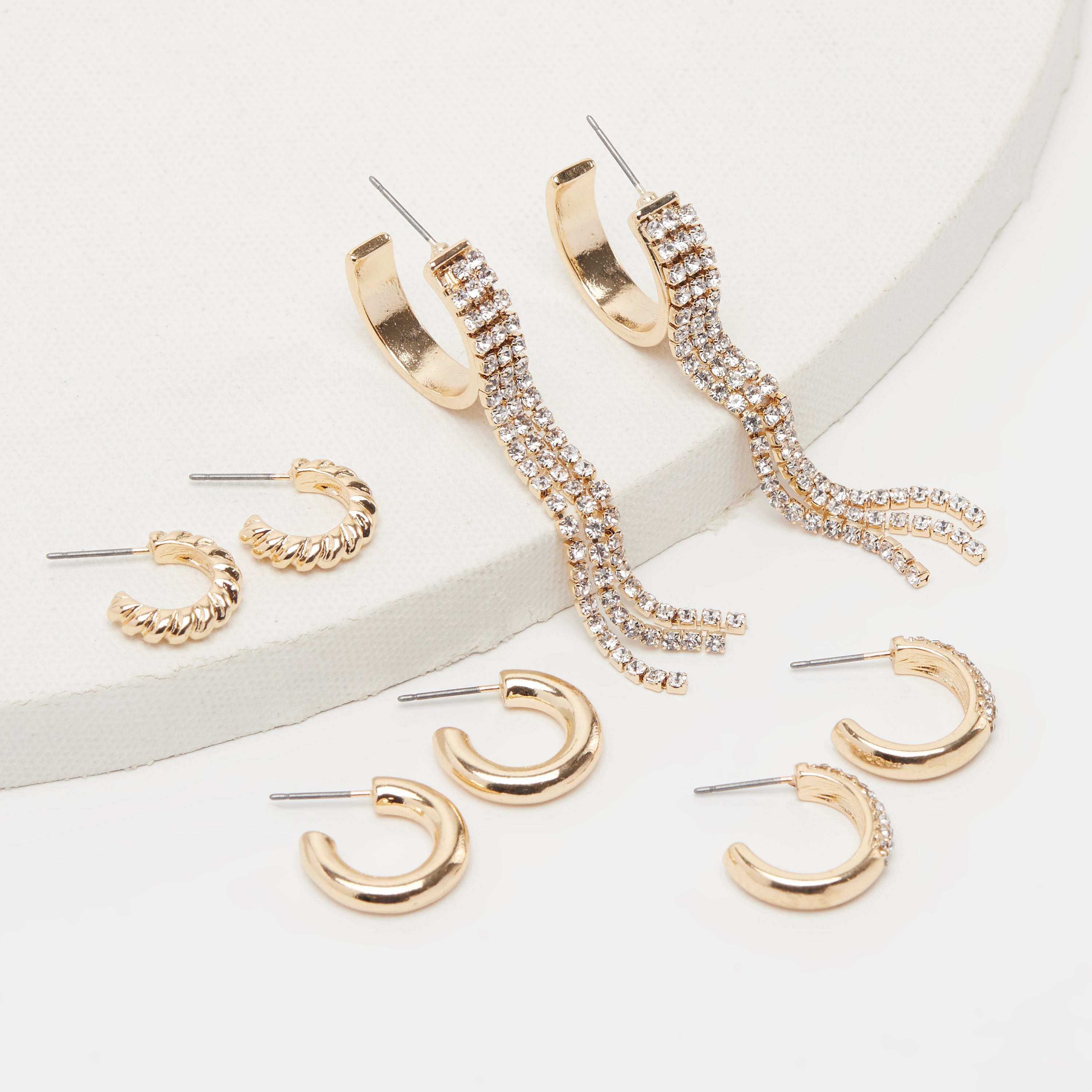 حلقان متنوّعة بمكبس إغلاق خلفي - طقم من 4 أزواج-women-watchesandjewellery-jewellery-earrings-image-3