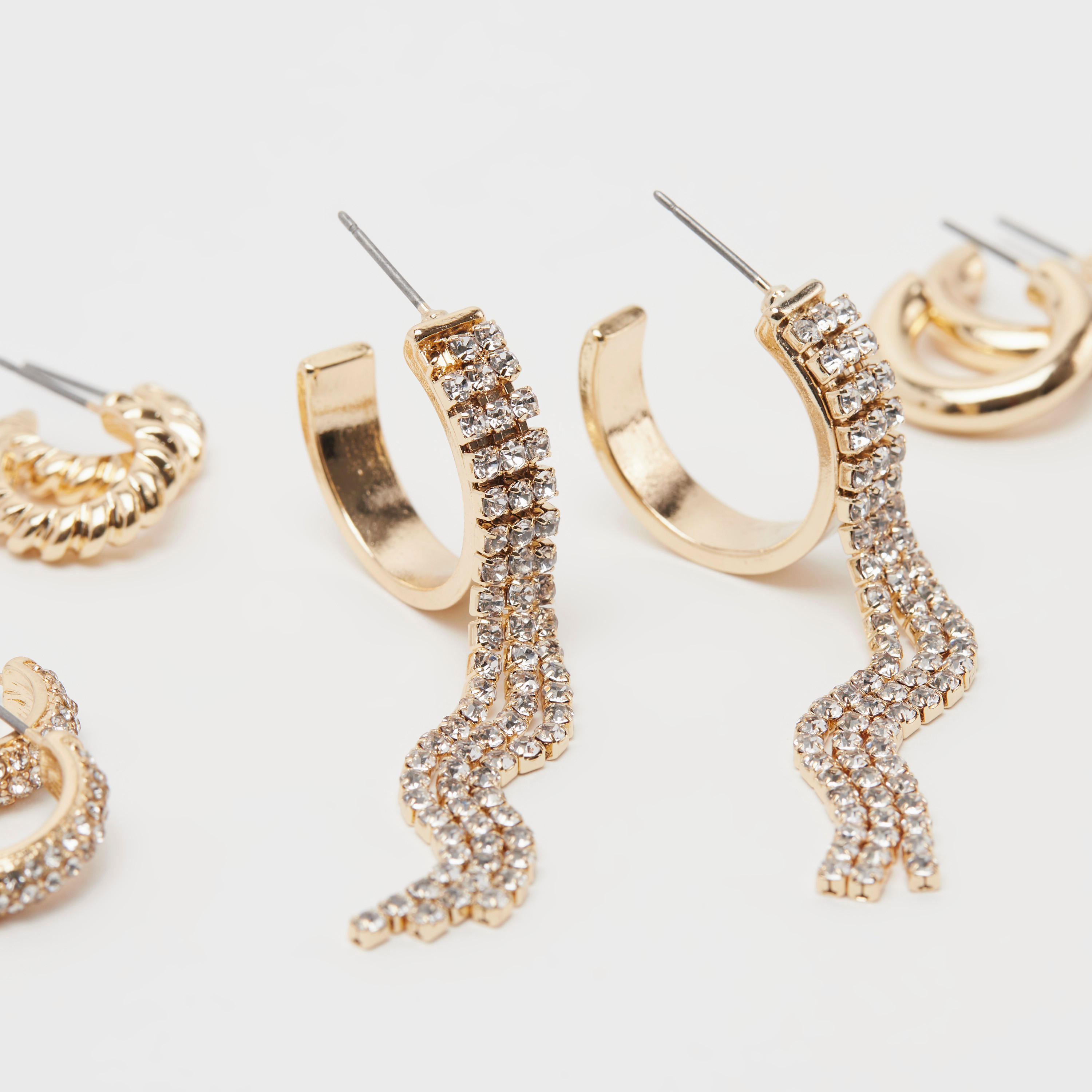 حلقان متنوّعة بمكبس إغلاق خلفي - طقم من 4 أزواج-women-watchesandjewellery-jewellery-earrings-image-4