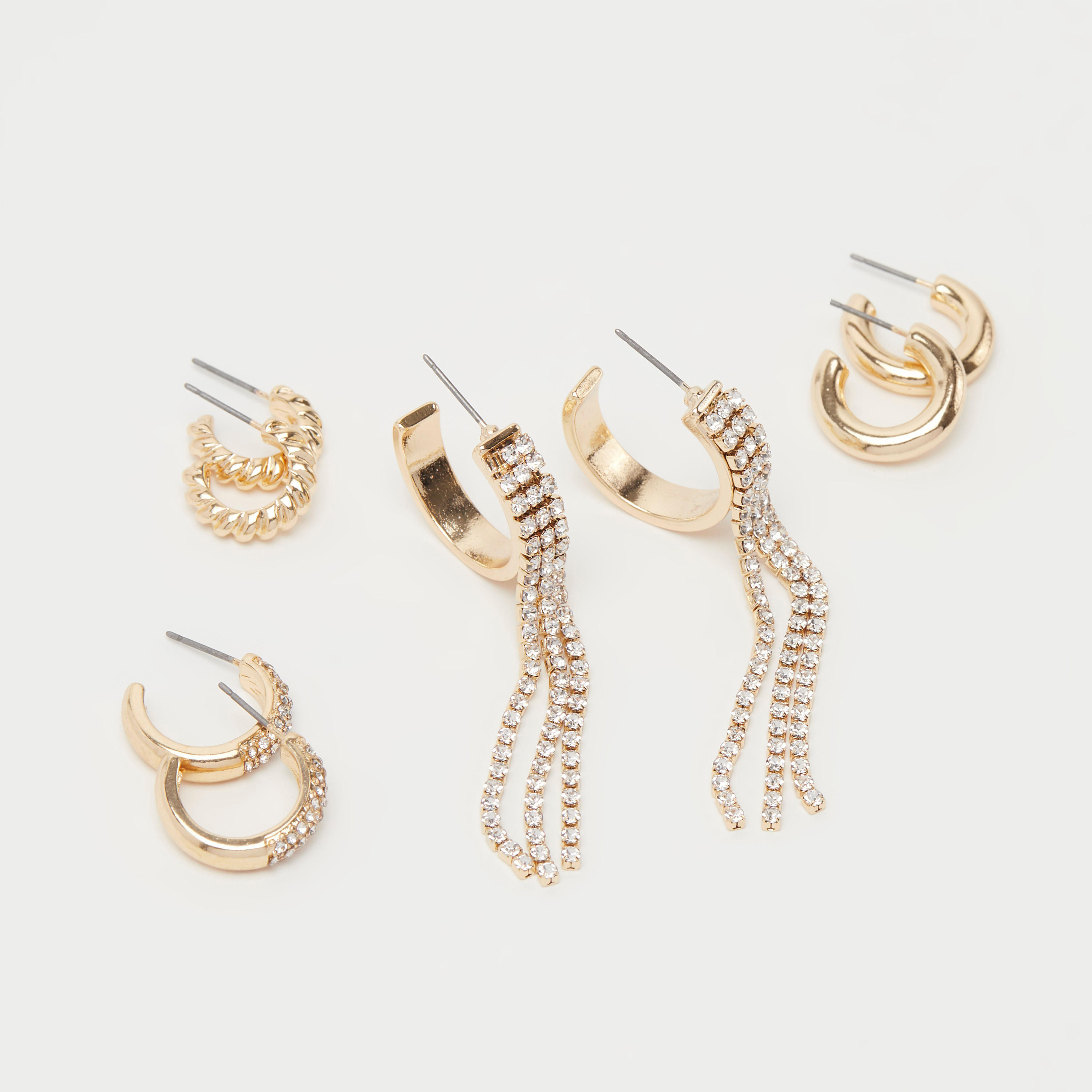 حلقان متنوّعة بمكبس إغلاق خلفي - طقم من 4 أزواج-women-watchesandjewellery-jewellery-earrings-image-5
