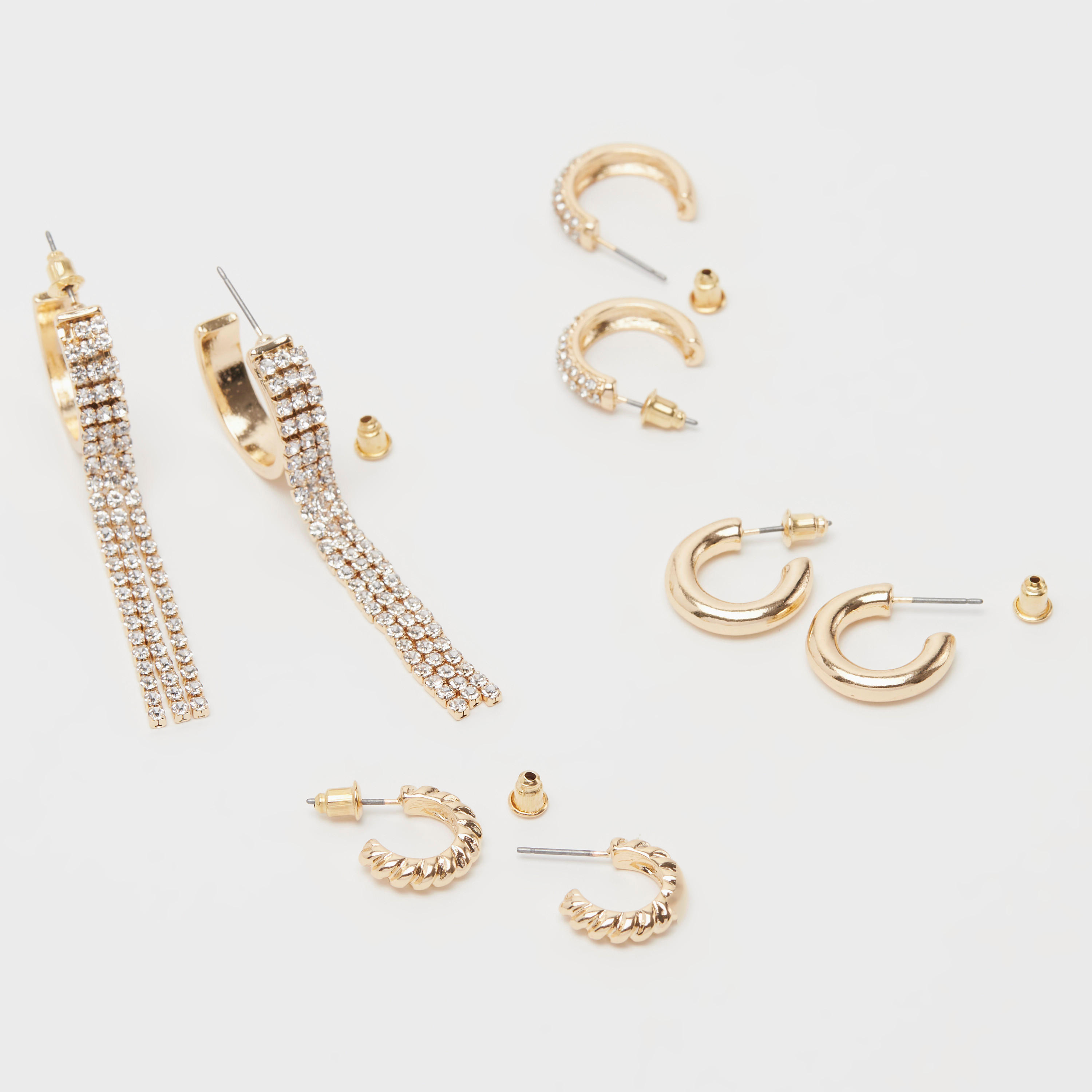 حلقان متنوّعة بمكبس إغلاق خلفي - طقم من 4 أزواج-women-watchesandjewellery-jewellery-earrings-image-6
