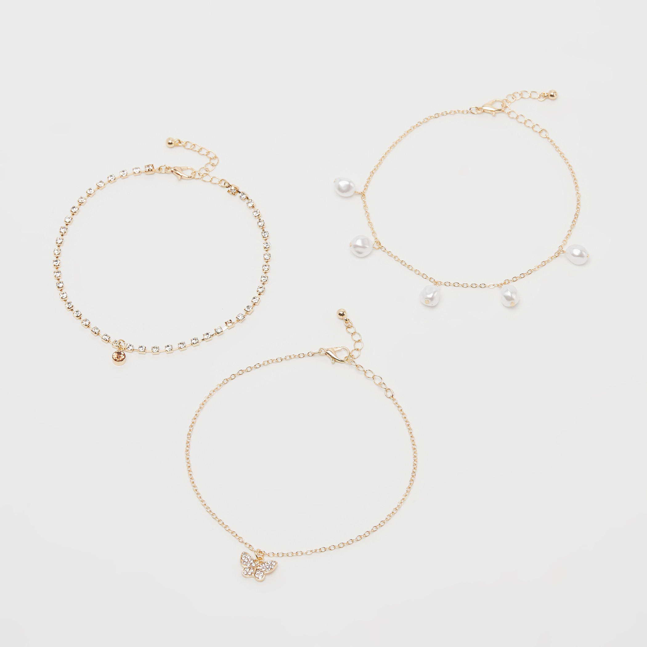 خلخال مزين بمشبك إغلاق - طقم من 3 قطع-women-watchesandjewellery-jewellery-anklets-image-1