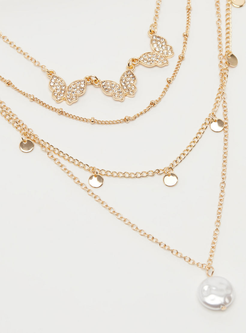 عقد بدلّاية مزينة متعدد الطبقات بمشبك إغلاق-women-watchesandjewellery-jewellery-necklacesandpendants-image-1