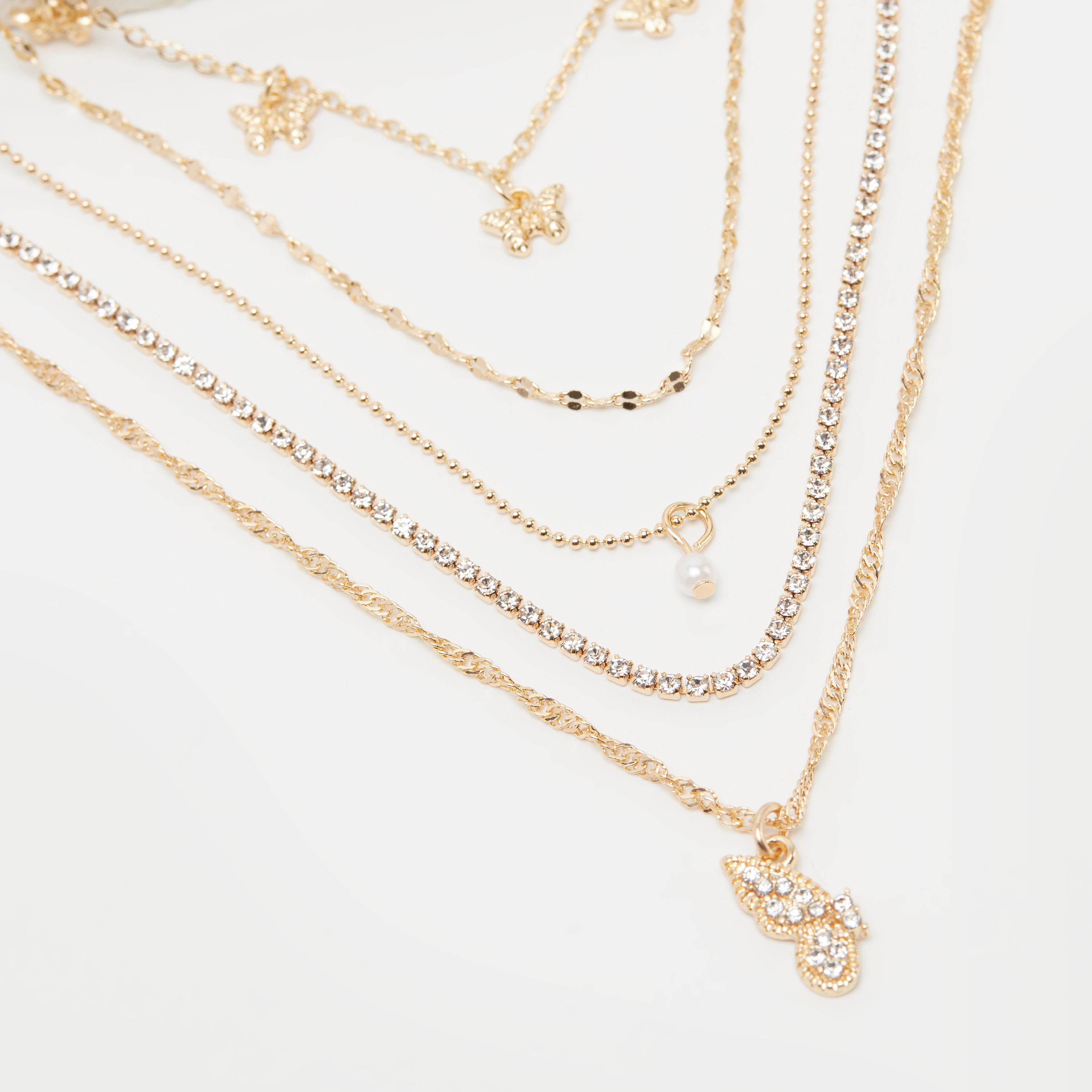 Set of 5 - Embellished Necklace with Pendant and Lobster Clap-women-watchesandjewellery-jewellery-necklacesandpendants-image-1