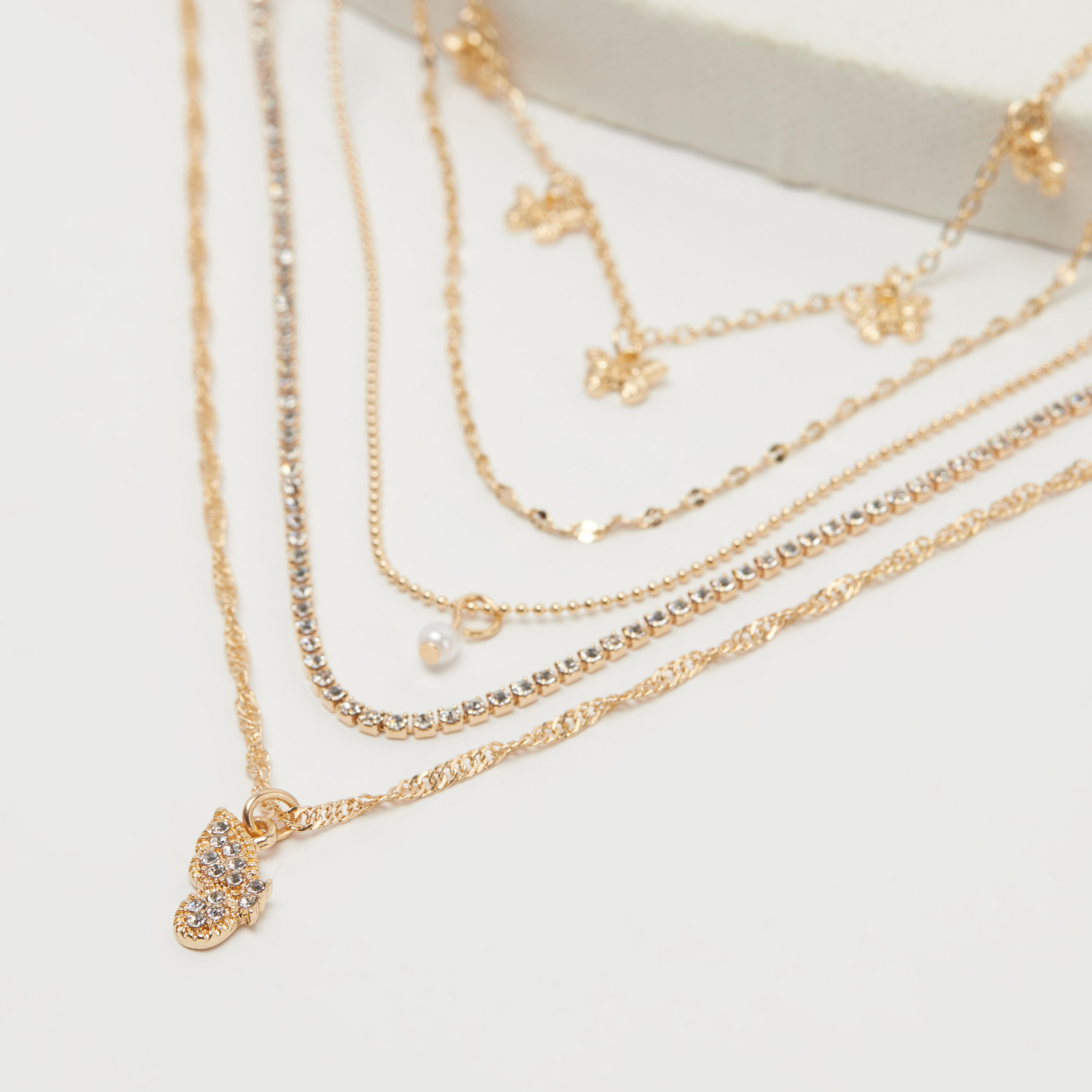 Set of 5 - Embellished Necklace with Pendant and Lobster Clap-women-watchesandjewellery-jewellery-necklacesandpendants-image-2