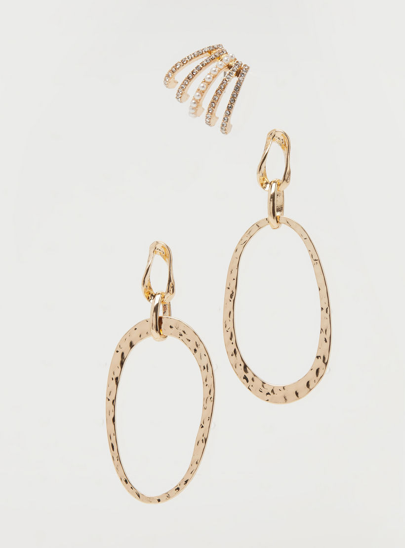 Set of 3 - Embellished Earrings with Pushback Closure-women-watchesandjewellery-jewellery-earrings-image-1