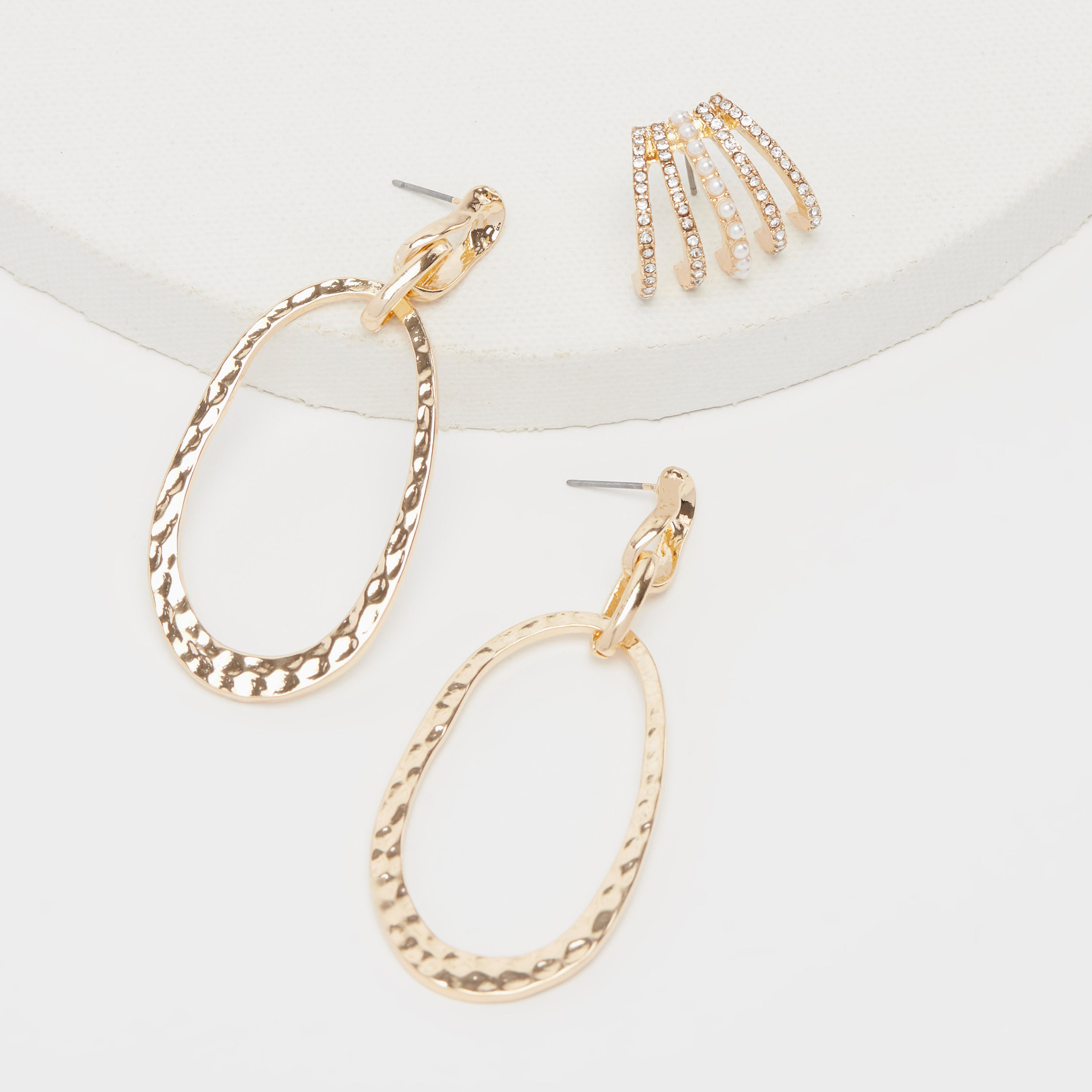 Set of 3 - Embellished Earrings with Pushback Closure-women-watchesandjewellery-jewellery-earrings-image-3