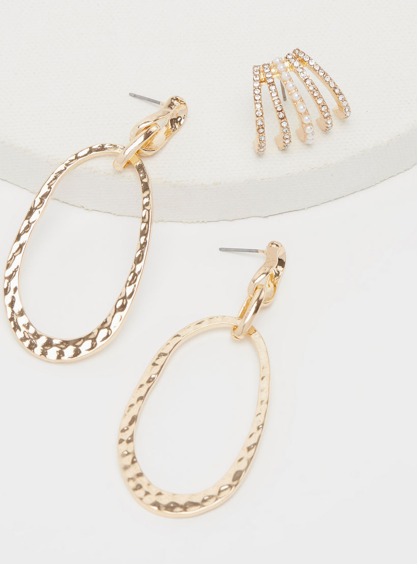 Set of 3 - Embellished Earrings with Pushback Closure-women-watchesandjewellery-jewellery-earrings-image-3