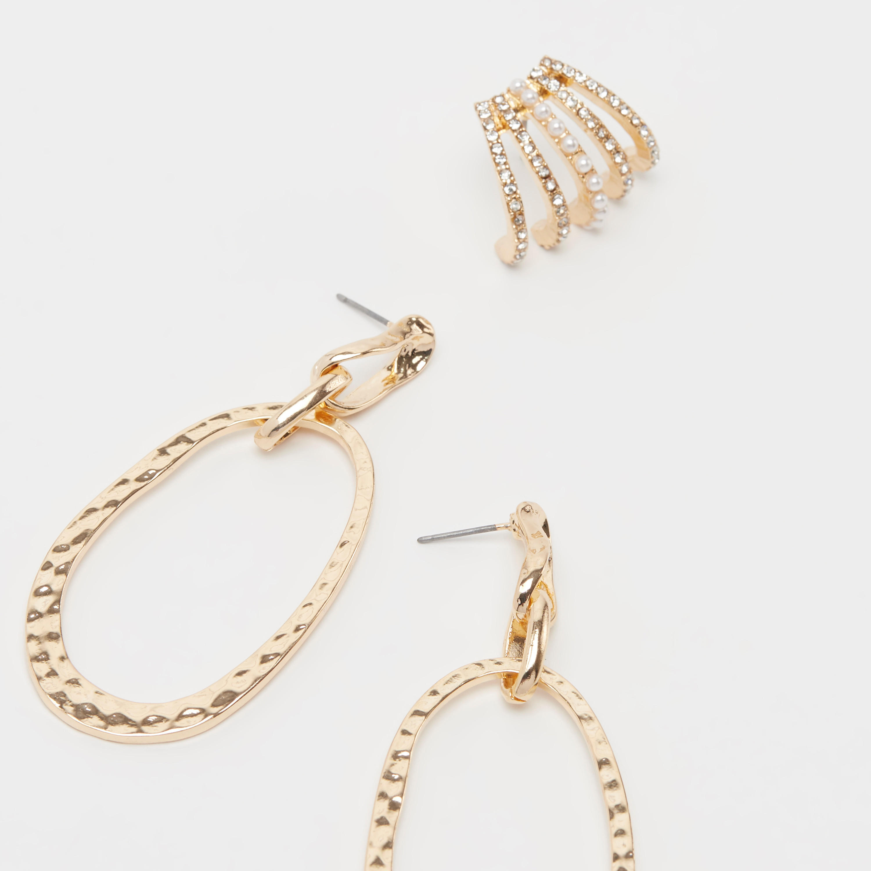 Set of 3 - Embellished Earrings with Pushback Closure-women-watchesandjewellery-jewellery-earrings-image-4