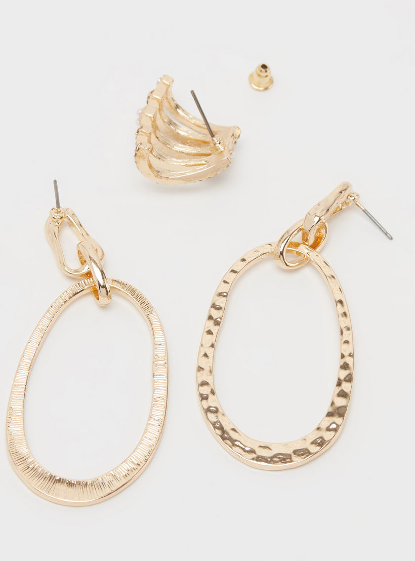 Set of 3 - Embellished Earrings with Pushback Closure-women-watchesandjewellery-jewellery-earrings-image-5
