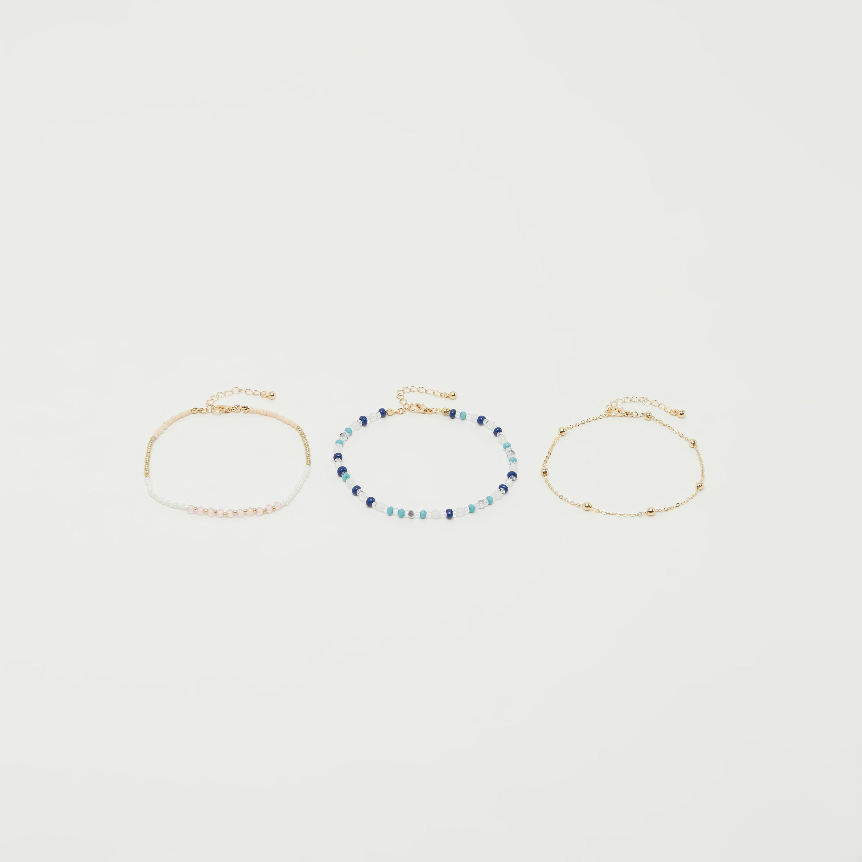 خلخال مزيّن بالخرز بمشبك إغلاق - طقم 3 قطع-women-watchesandjewellery-jewellery-anklets-image-3