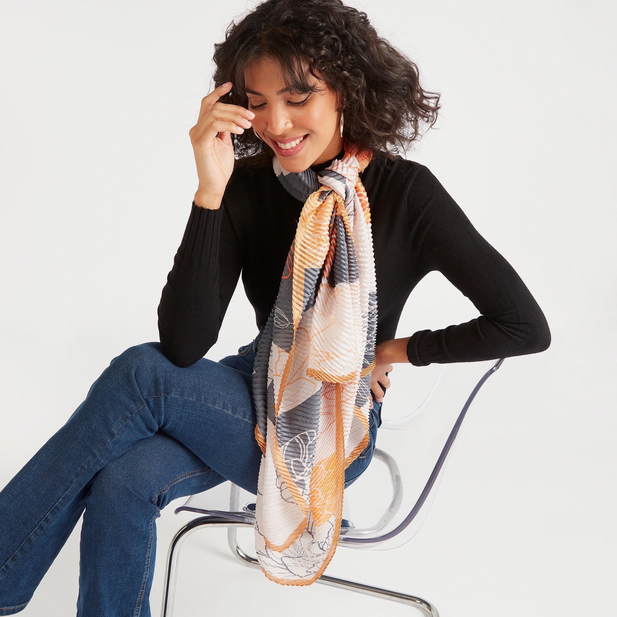 Floral Print Pleated Scarf-women-clothingaccessories-scarves-image-2