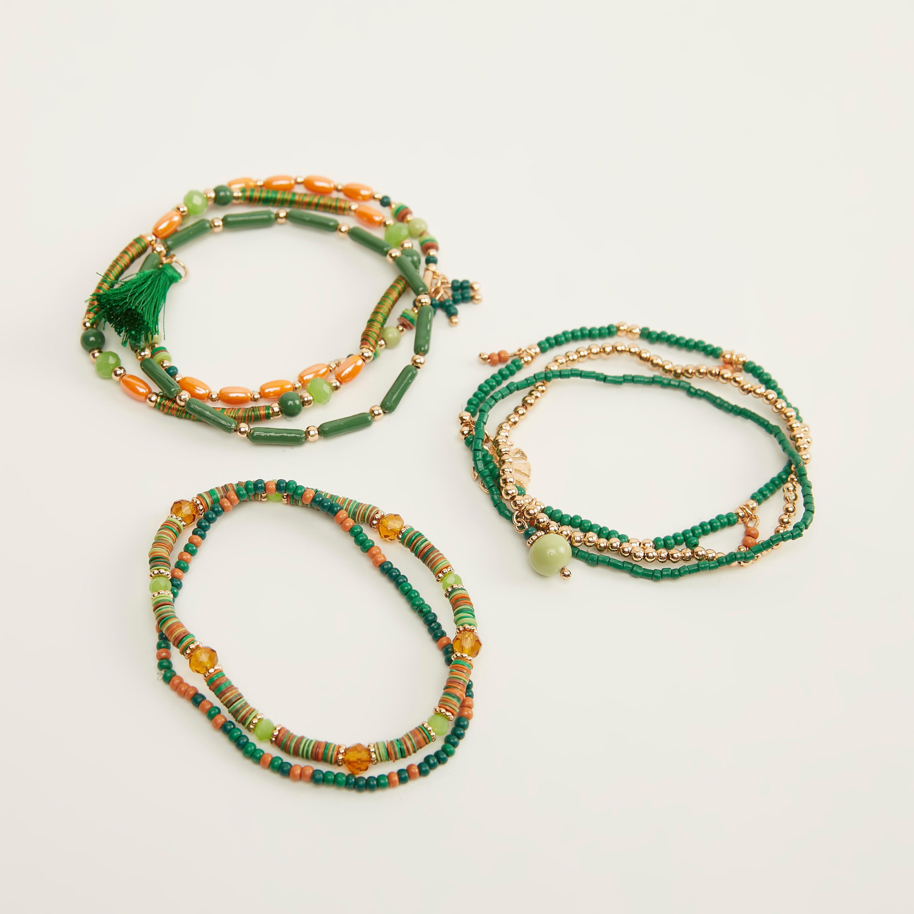 أساور متنوعة مزينة - طقم من 8 قطع-women-watchesandjewellery-jewellery-banglesandbracelets-image-2