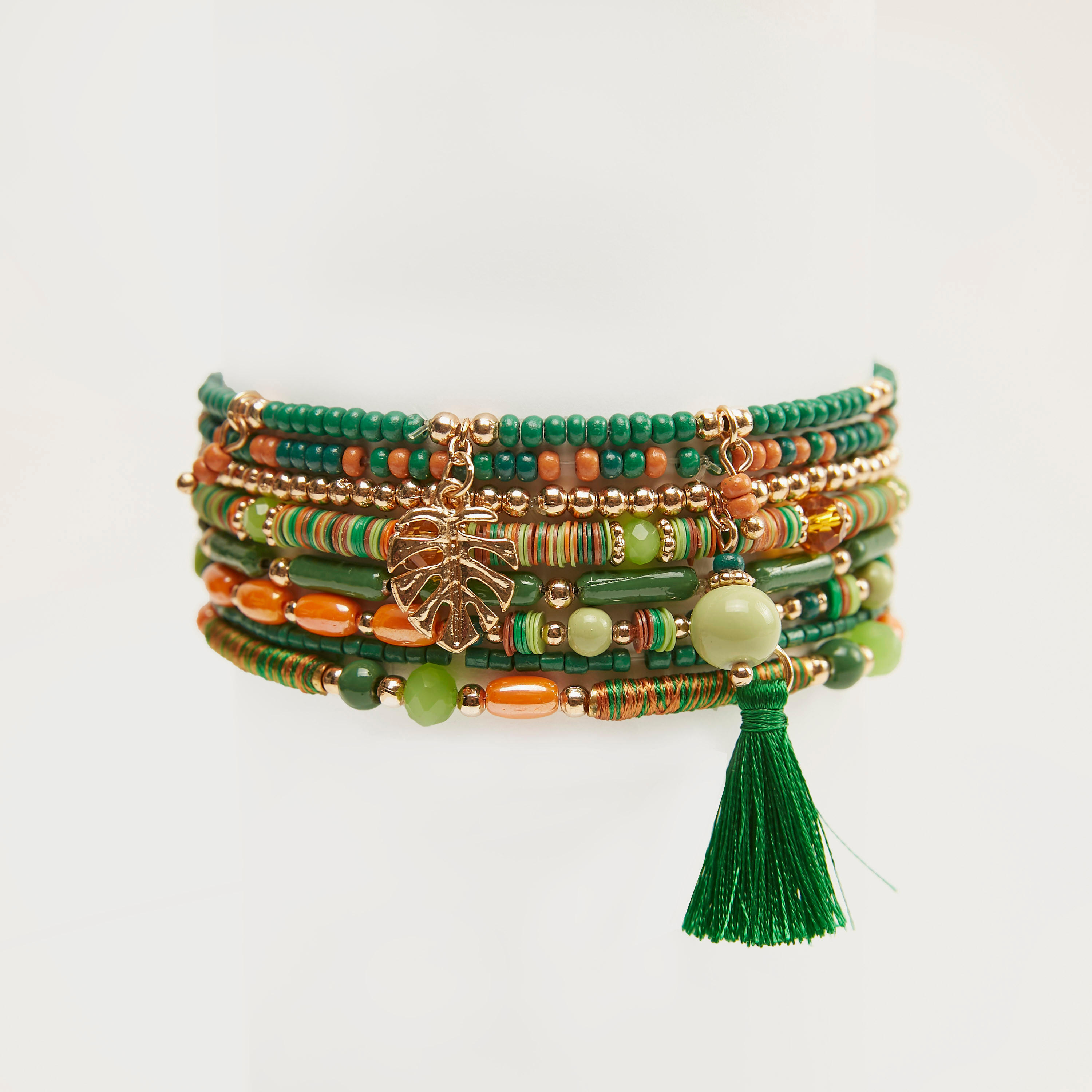 أساور متنوعة مزينة - طقم من 8 قطع-women-watchesandjewellery-jewellery-banglesandbracelets-image-1