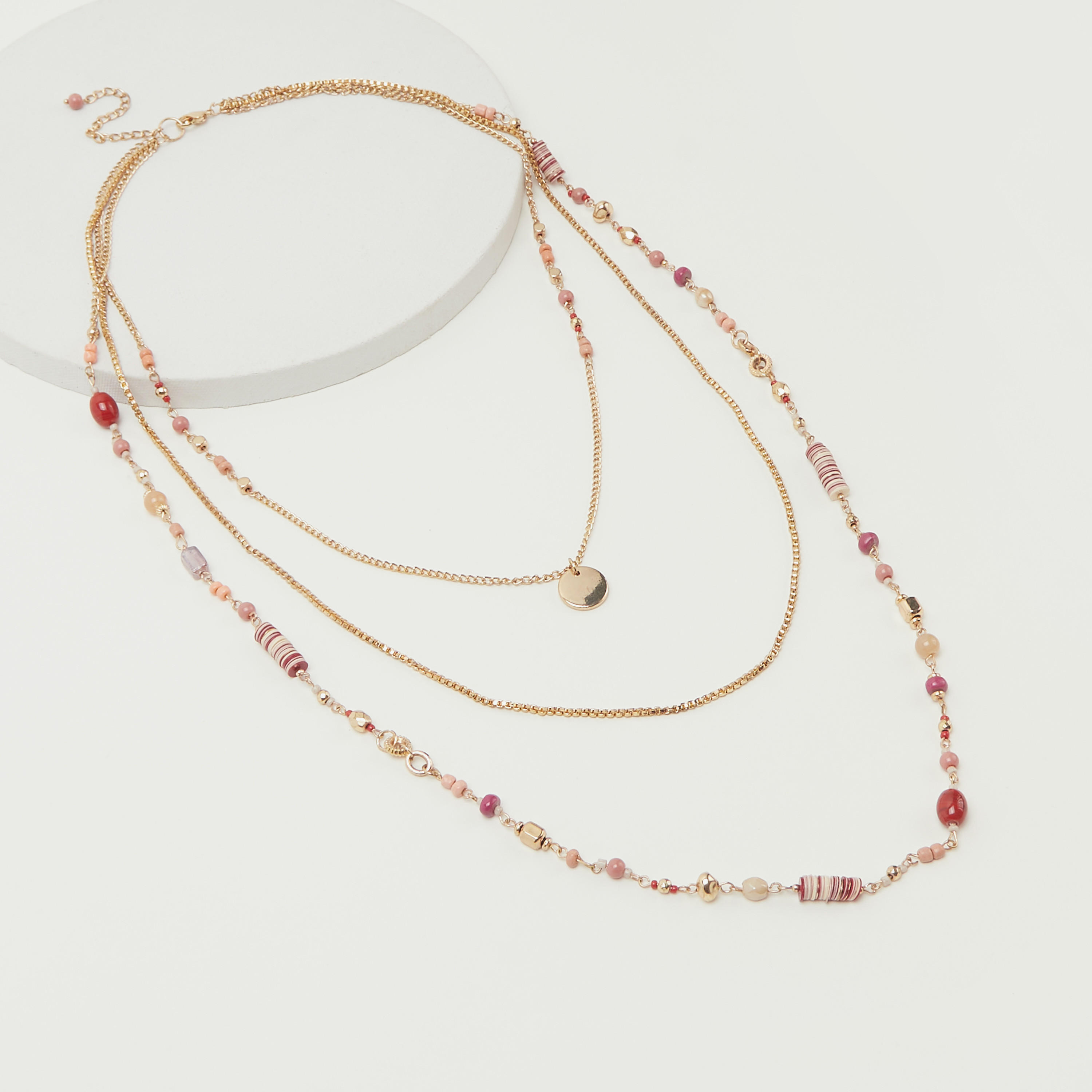 عقد بدلّاية مزينة متعدد الطبقات مع مشبك إغلاق-women-watchesandjewellery-jewellery-necklacesandpendants-image-4