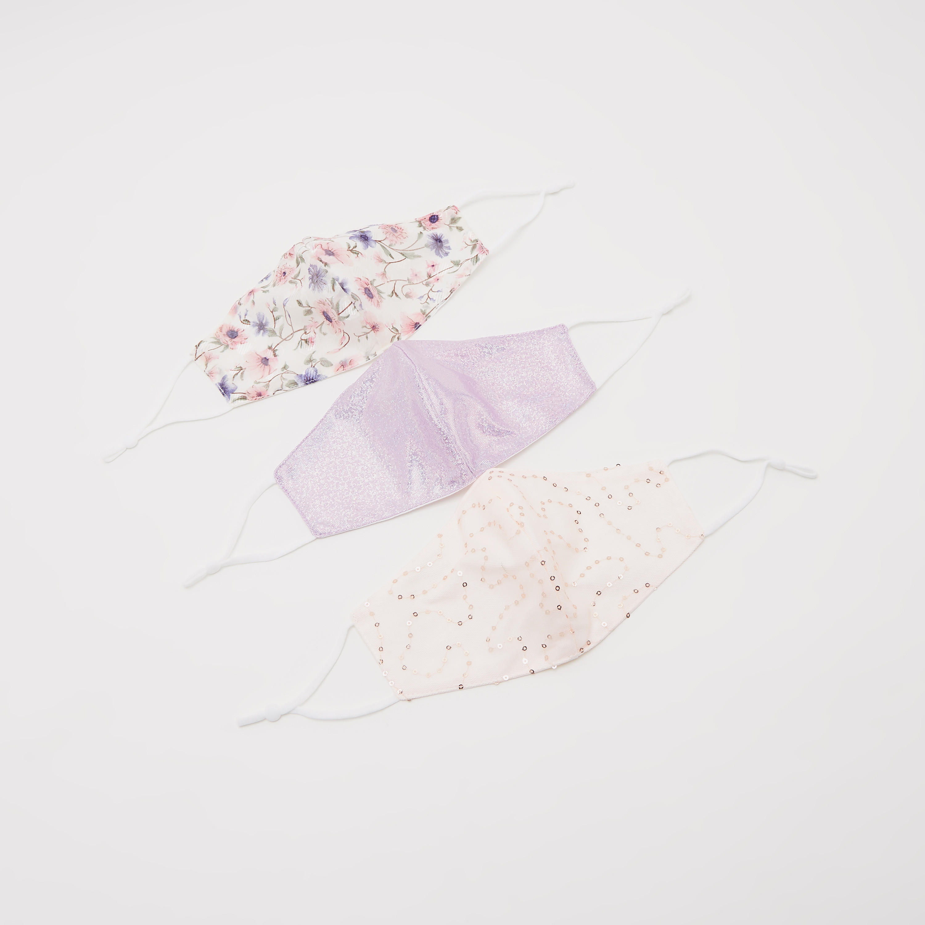 ماسك للوجه بحزام مطاطي وطبعات - طقم من 3 قطع-women-clothingaccessories-fashionmasks-image-1