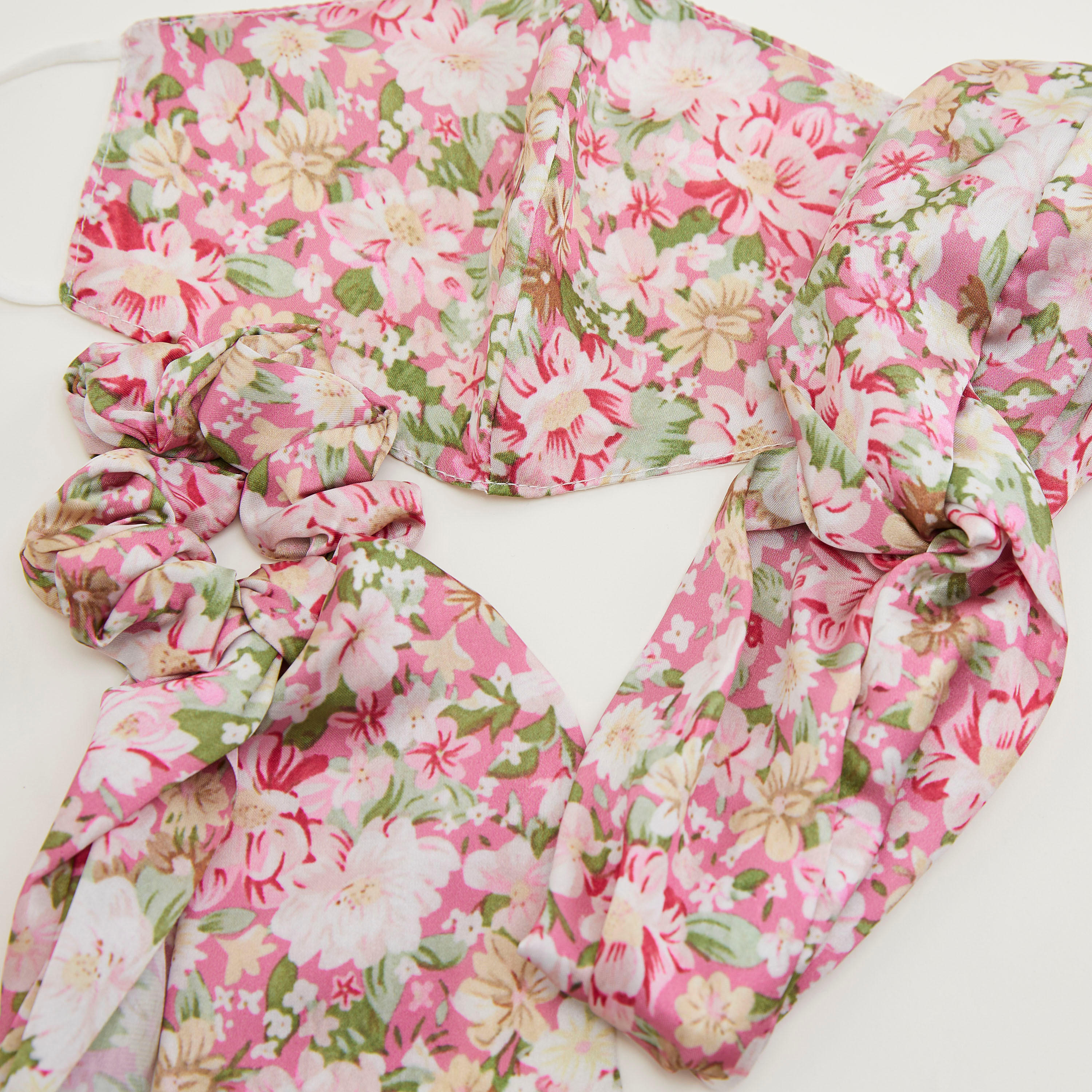 Floral Print Scrunchie with Head Band and Face Mask-women-hairaccessories-others-image-6