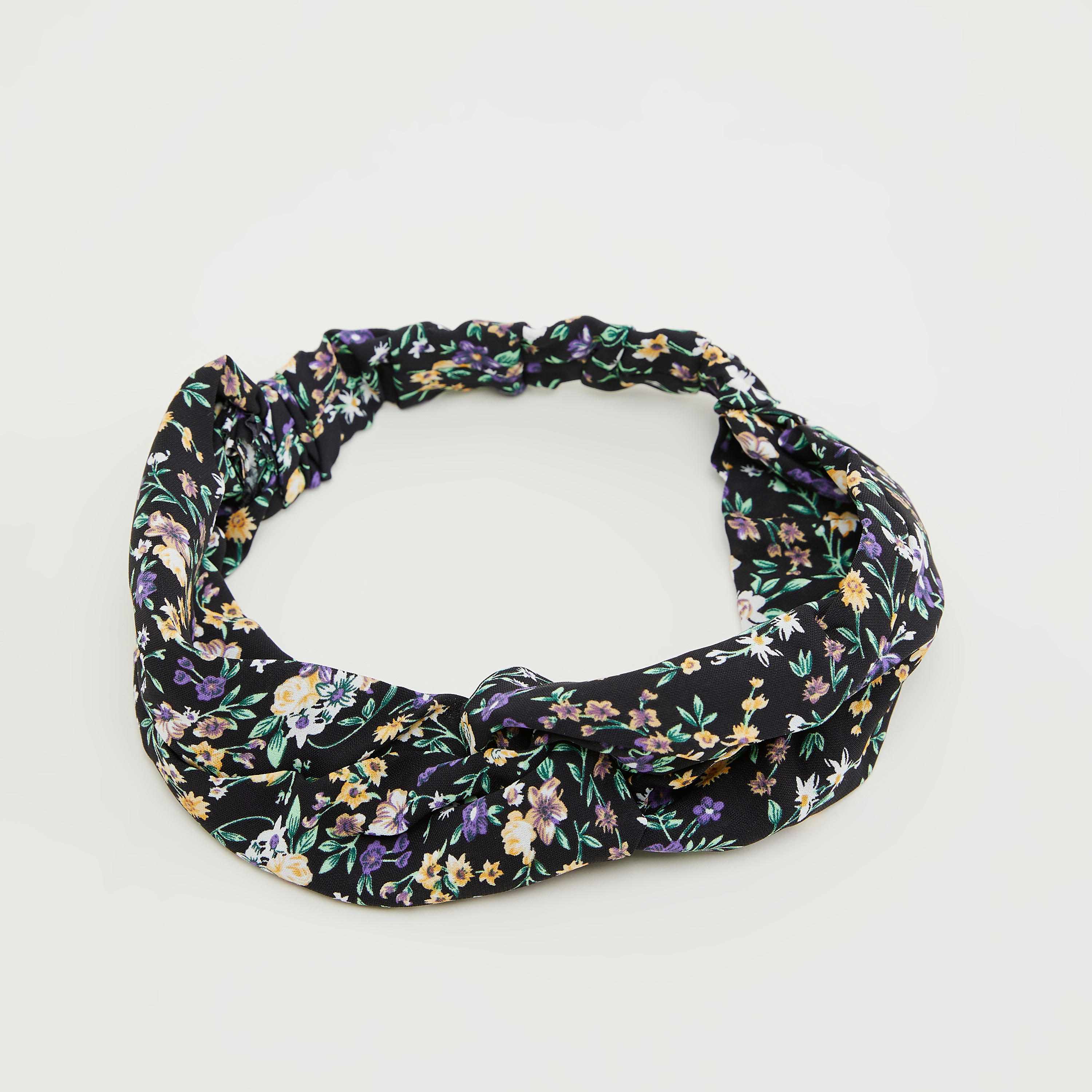Floral Print Scrunchie with Head Band and Face Mask-women-hairaccessories-image-3