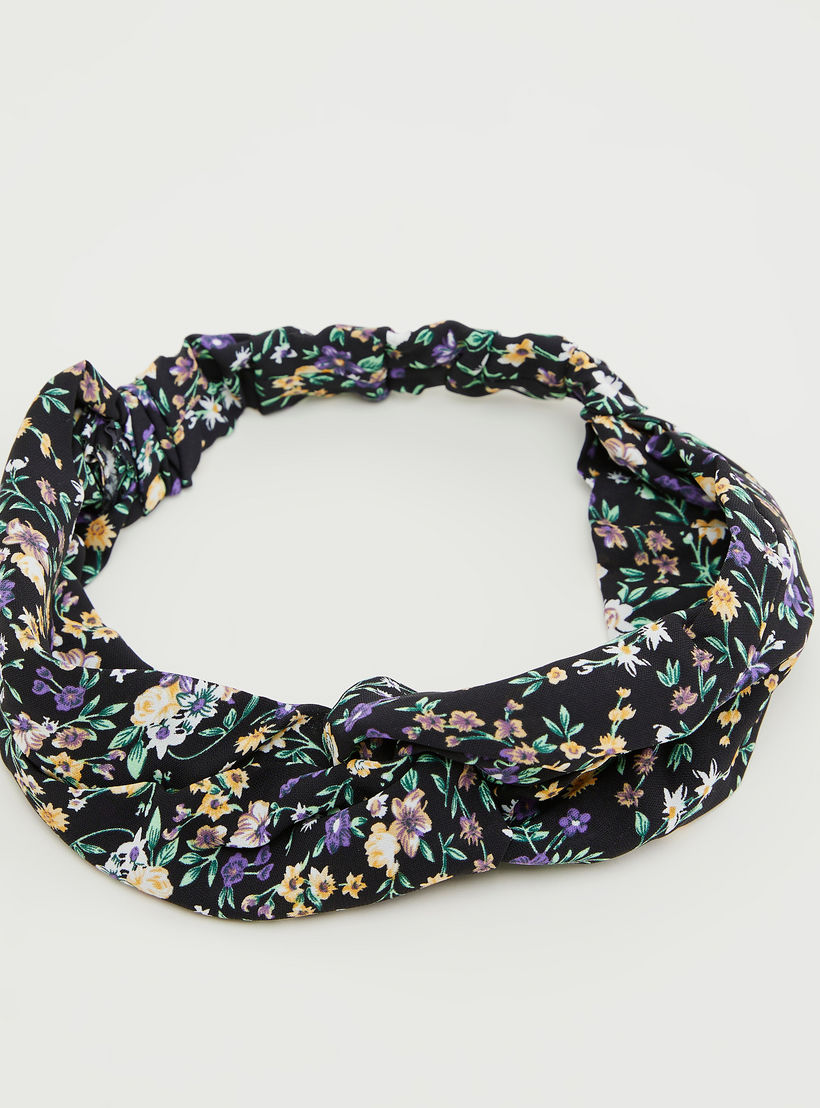 Floral Print Scrunchie with Head Band and Face Mask-women-hairaccessories-image-3