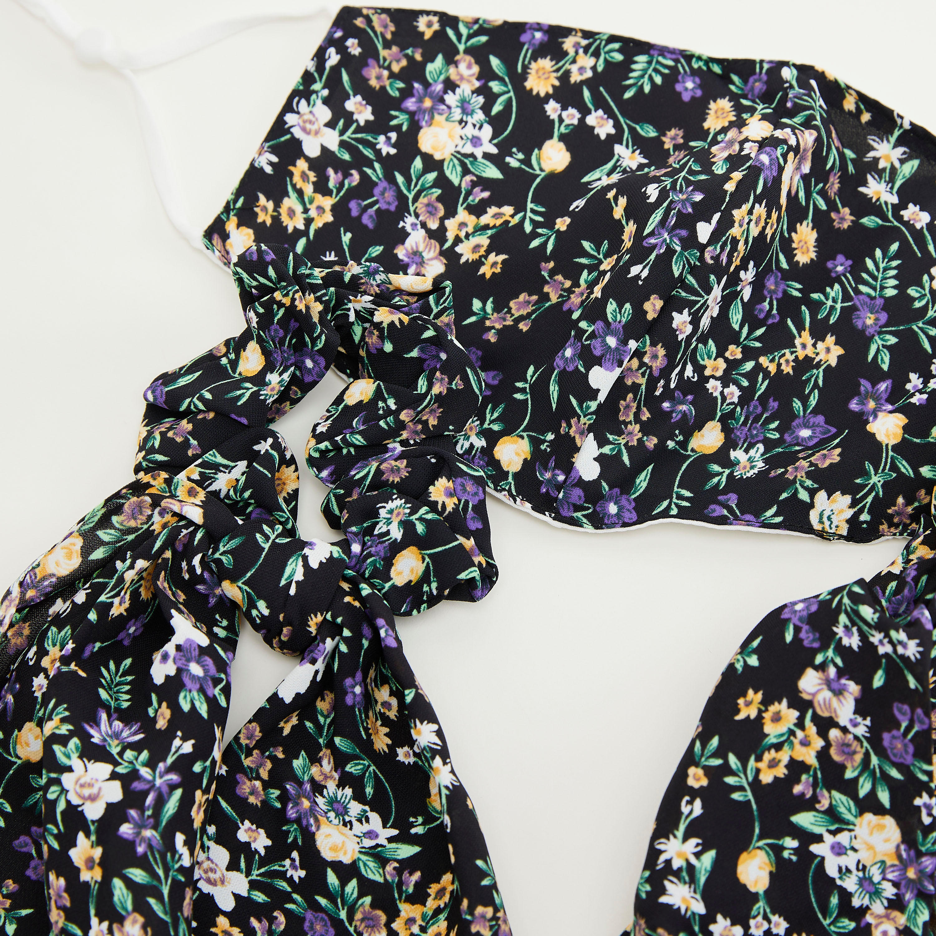 Floral Print Scrunchie with Head Band and Face Mask-women-hairaccessories-image-6