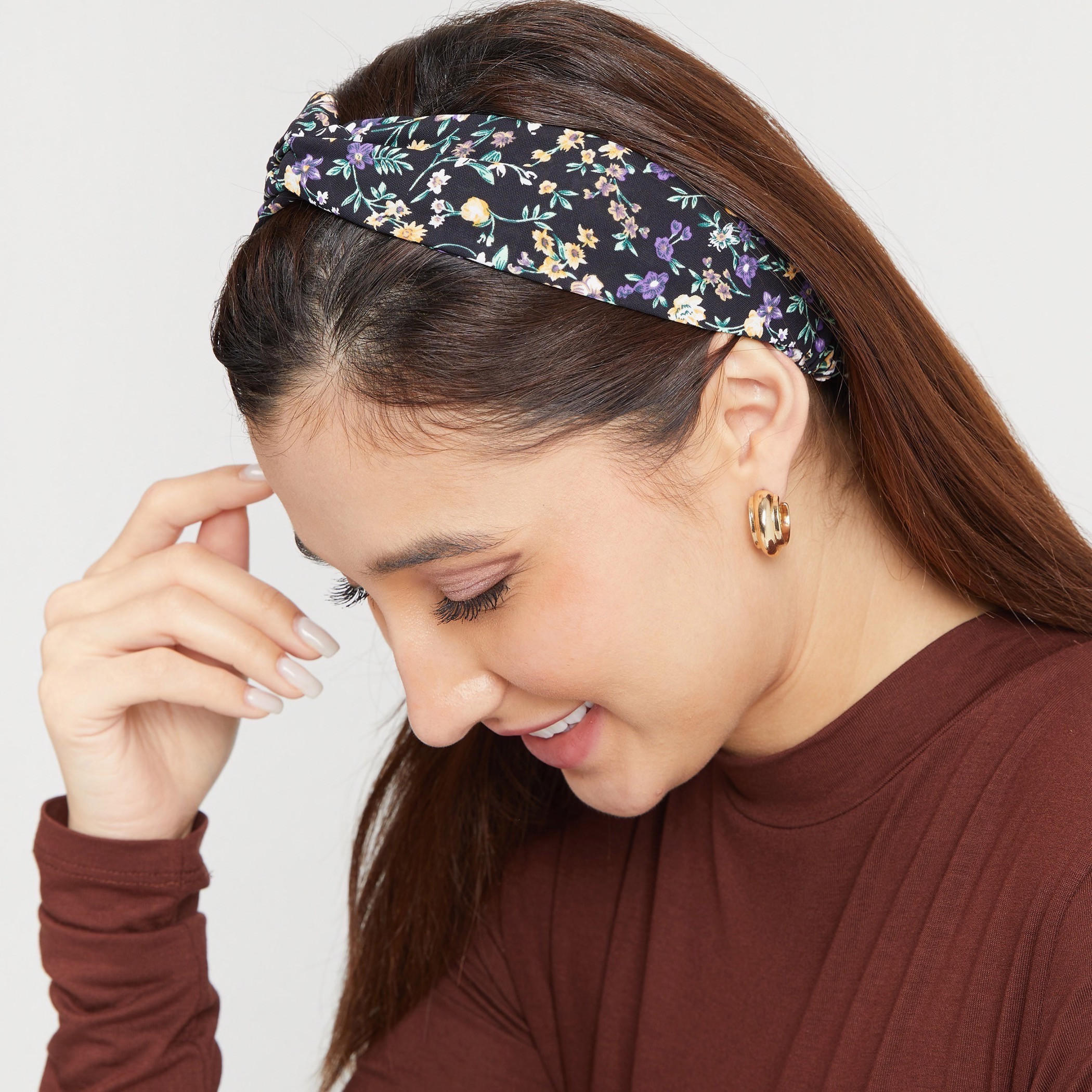 Floral Print Scrunchie with Head Band and Face Mask-women-hairaccessories-image-2