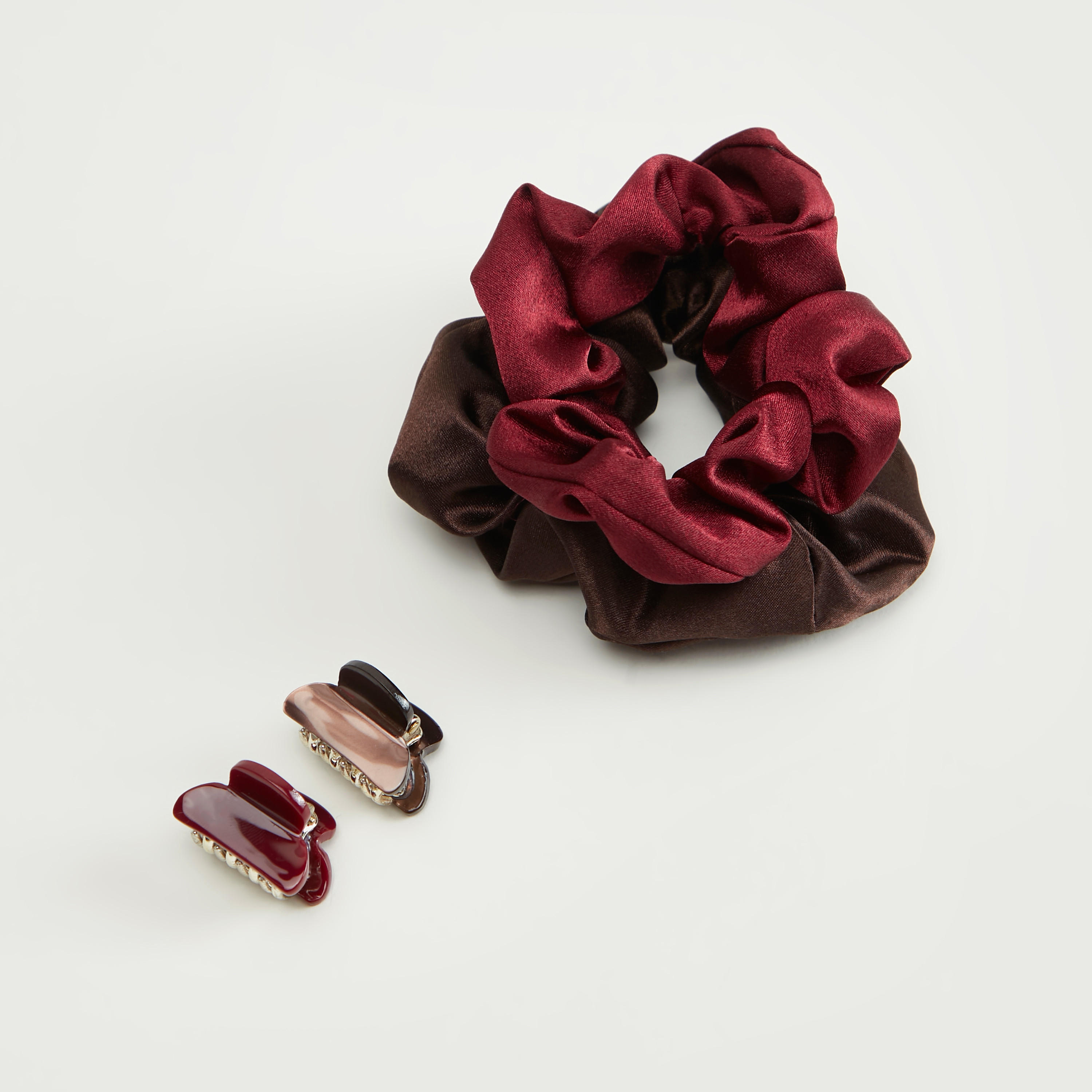 طقم ربطة شعر ومشبك من جلوو - 4 قطع-women-hairaccessories-image-1