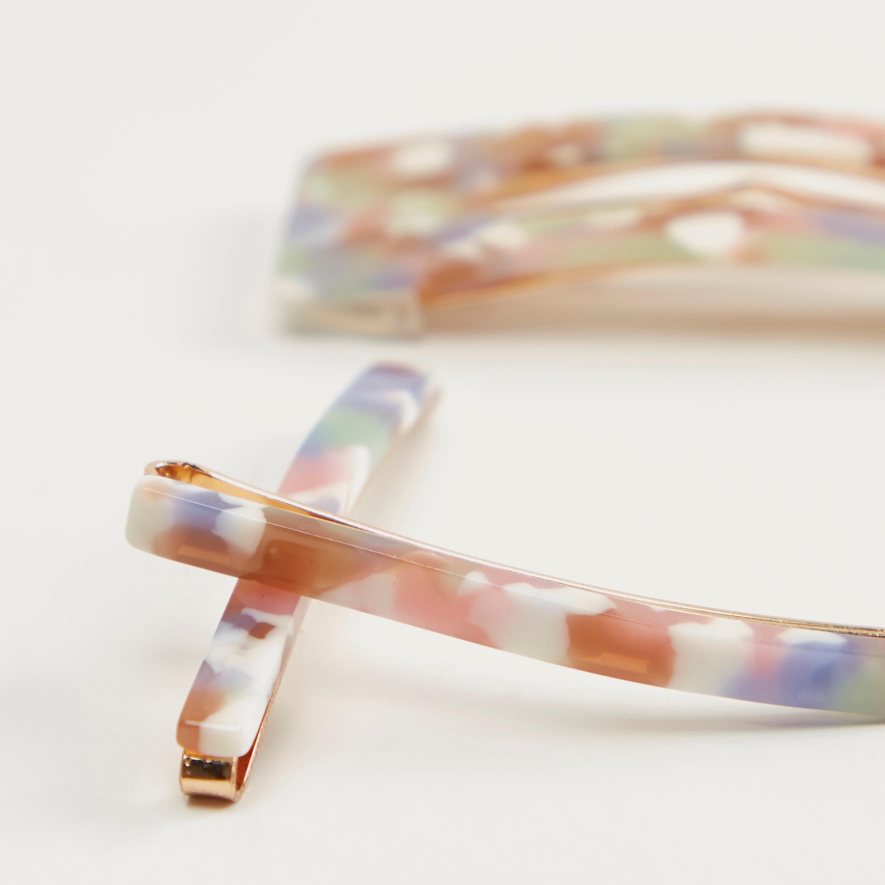 طقم مشابك شعر بطبعات رخام من جلوو - 3 قطع-women-hairaccessories-image-2