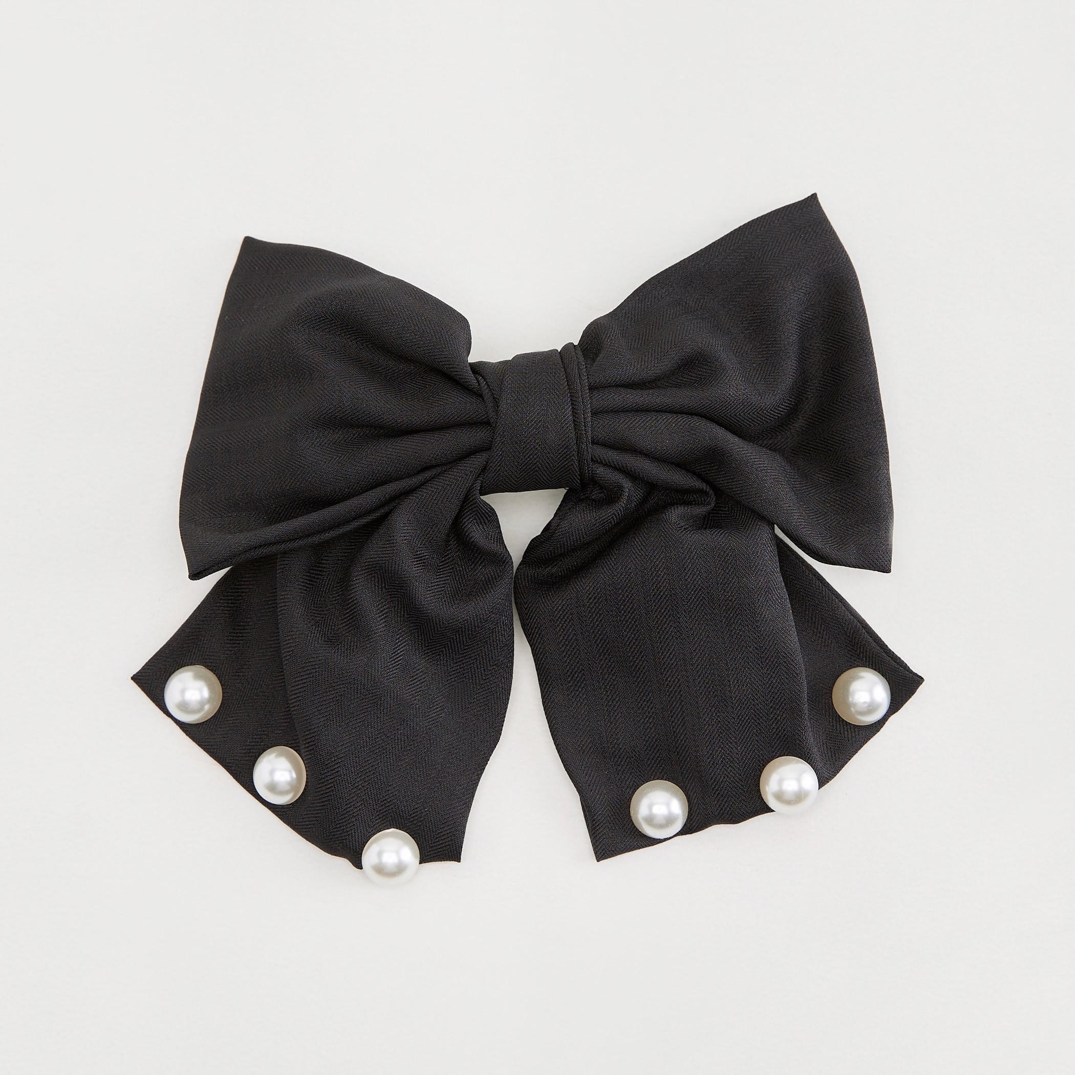 Pearl Embellished Bow Hair Clip-women-hairaccessories-image-1