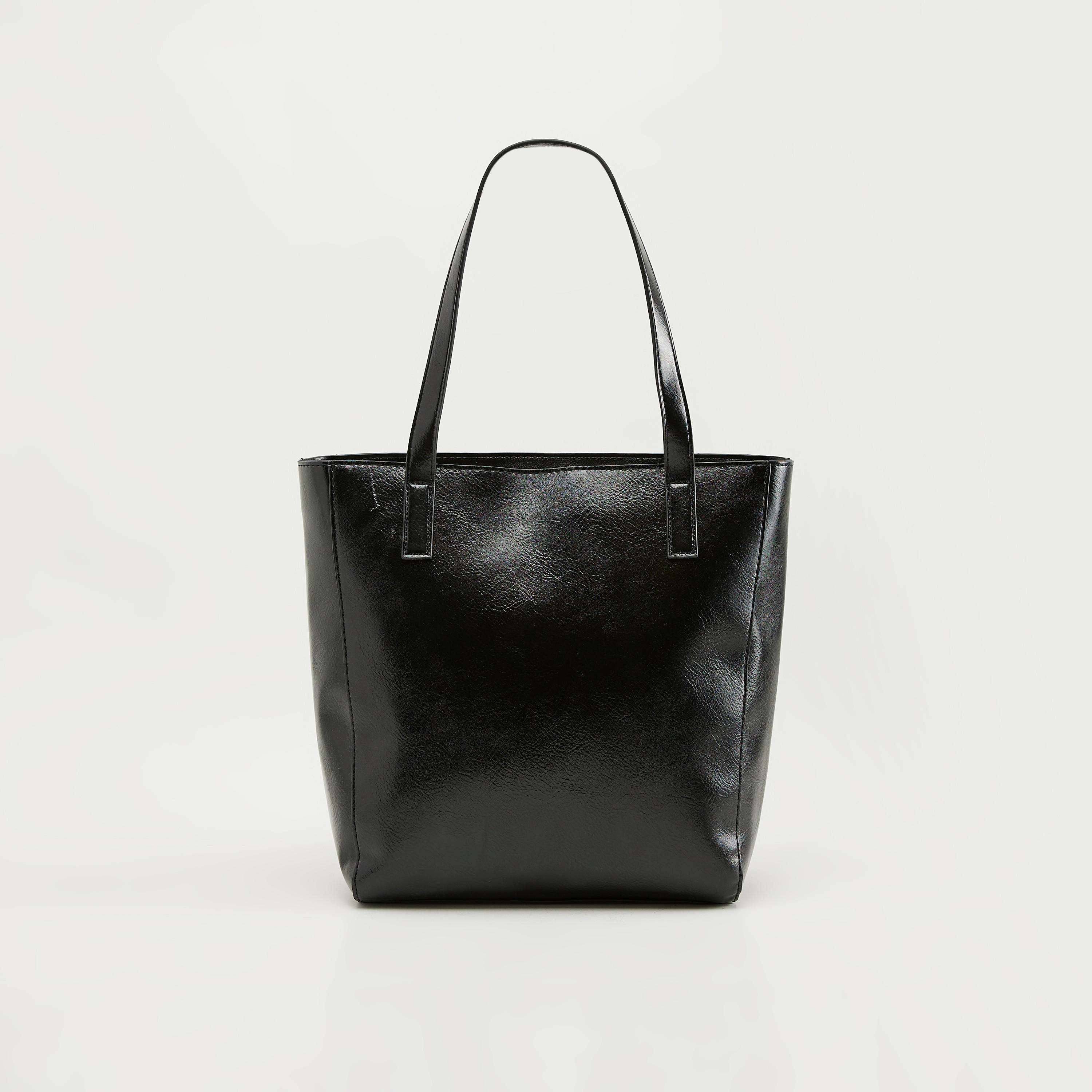 Solid Tote Bag with Double Handles and Zipper Closure-women-bagsandwallets-handbags-image-1
