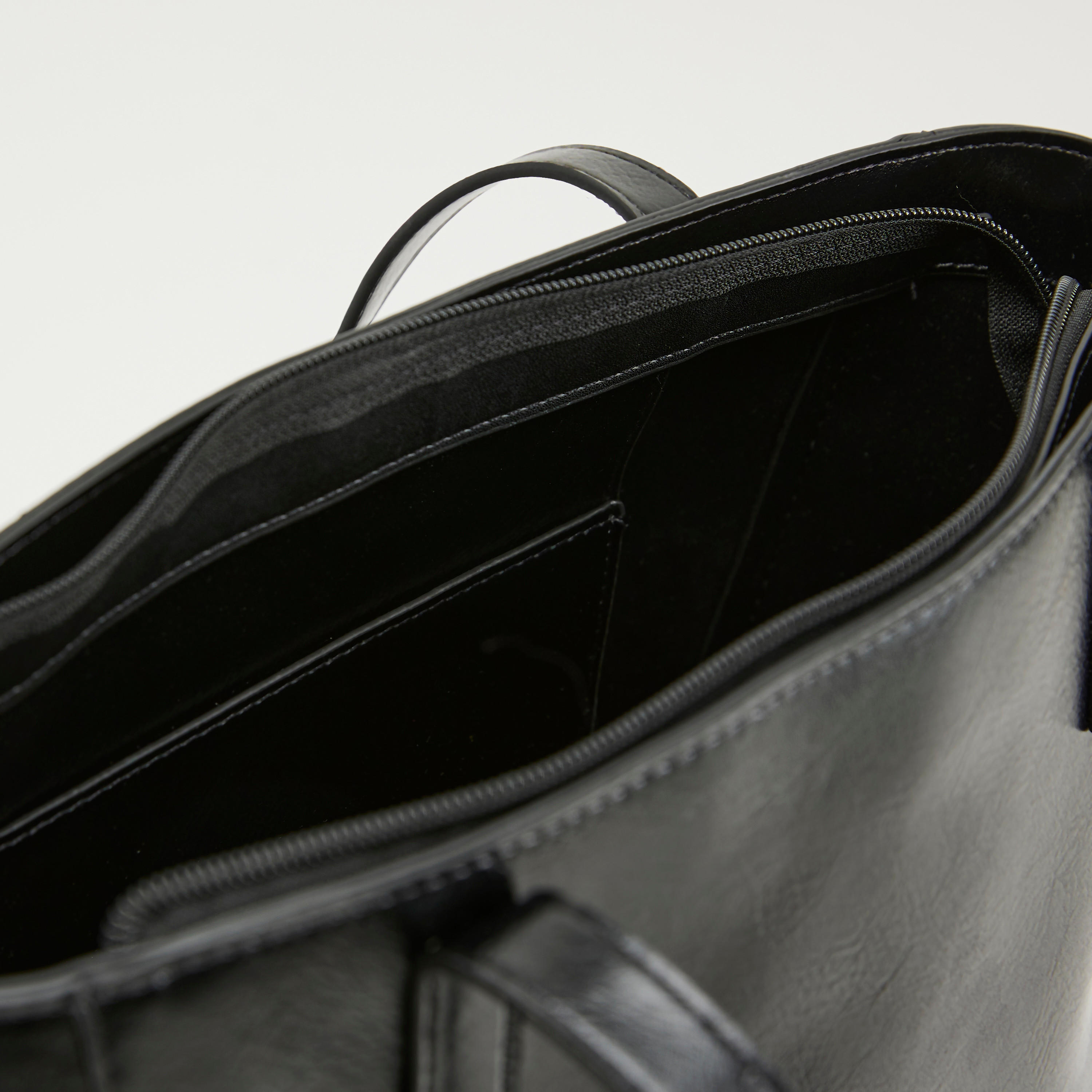 Solid Tote Bag with Double Handles and Zipper Closure-women-bagsandwallets-handbags-image-4