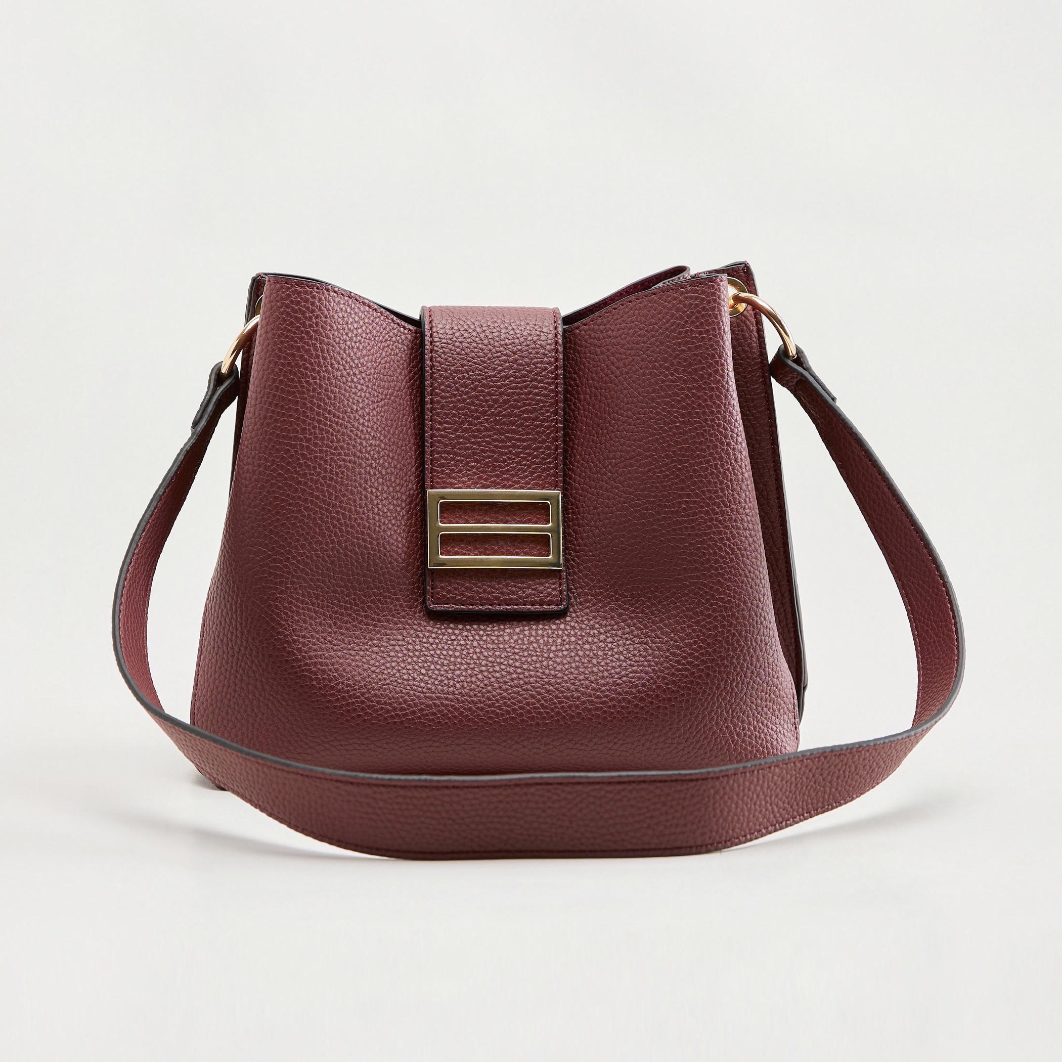شنطة كتف بارزة الملمس بمقبض وطية إغلاق-women-bagsandwallets-handbags-image-4
