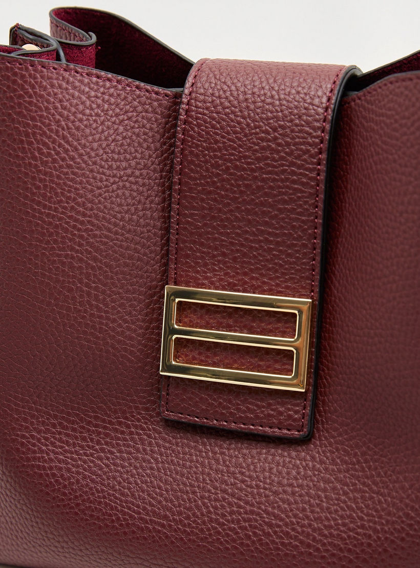 شنطة كتف بارزة الملمس بمقبض وطية إغلاق-women-bagsandwallets-handbags-image-3